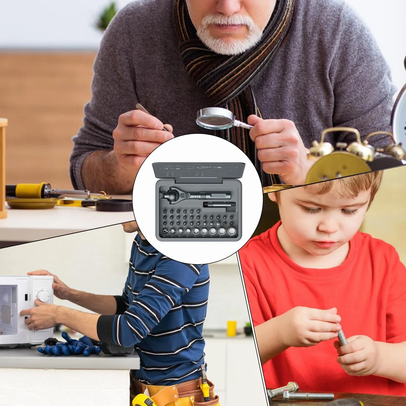 Zestaw Kluczy Grzechotkowych Wielofunkcyjny Klucz Grzechotkowy z Wkrętakiem | Wielofunkcyjny Zestaw Z Ergonomiczną Rękojeścią Do Napraw Samochodowych I Mechaniki