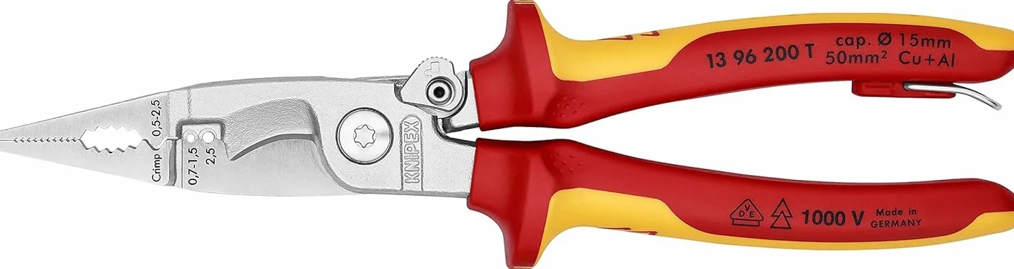 KNIPEX Szczypce do prac elektroinstalacyjnych chromowany z wielokomponentowymi nasadkami izolowanymi wg VDE 200 mm, 13 96 200 T