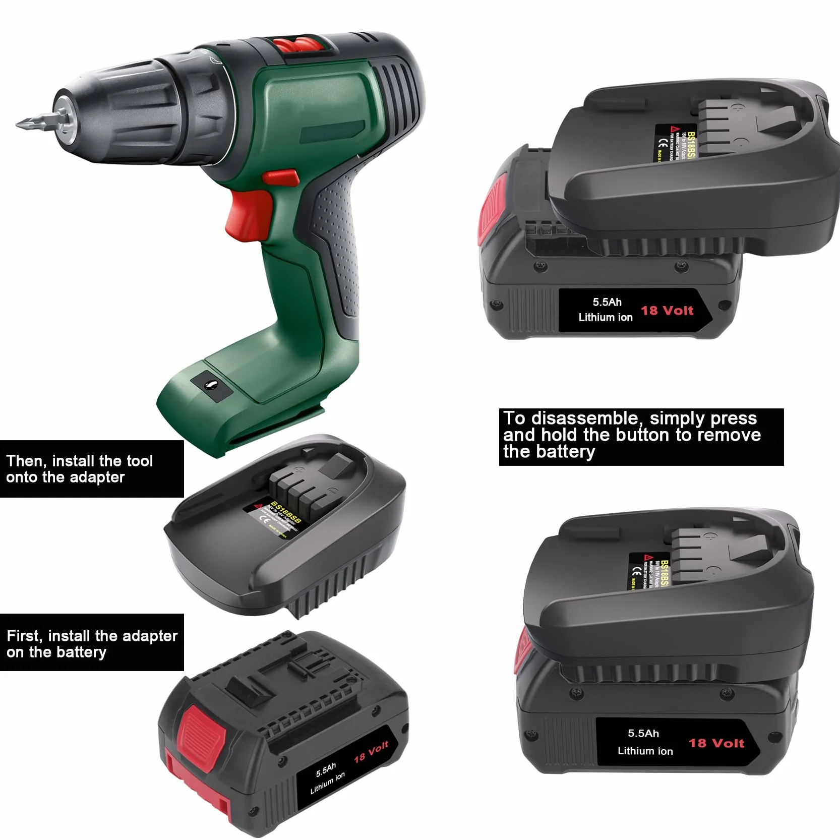 Adapter do Bosch Baterii 18V BAT609 BAT610 BAT618 BAT619 konwersja do PBA 18V Bezprzewodowy