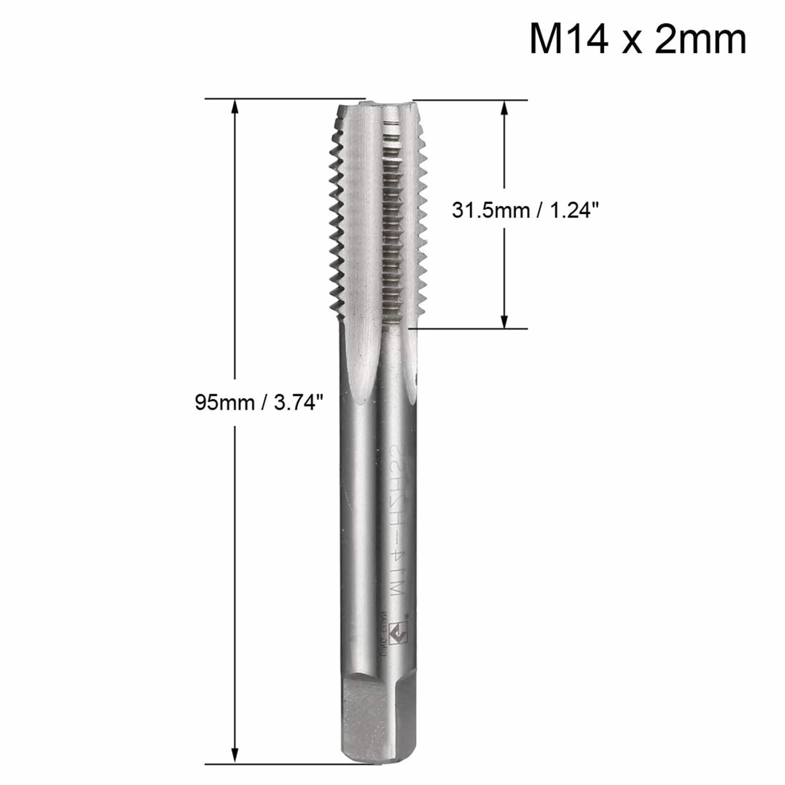 MACHSWON Gwintowniki metryczne M14 x 2 mm, stal szybkotnąca H2 TiN, praworęczny, 2 szt