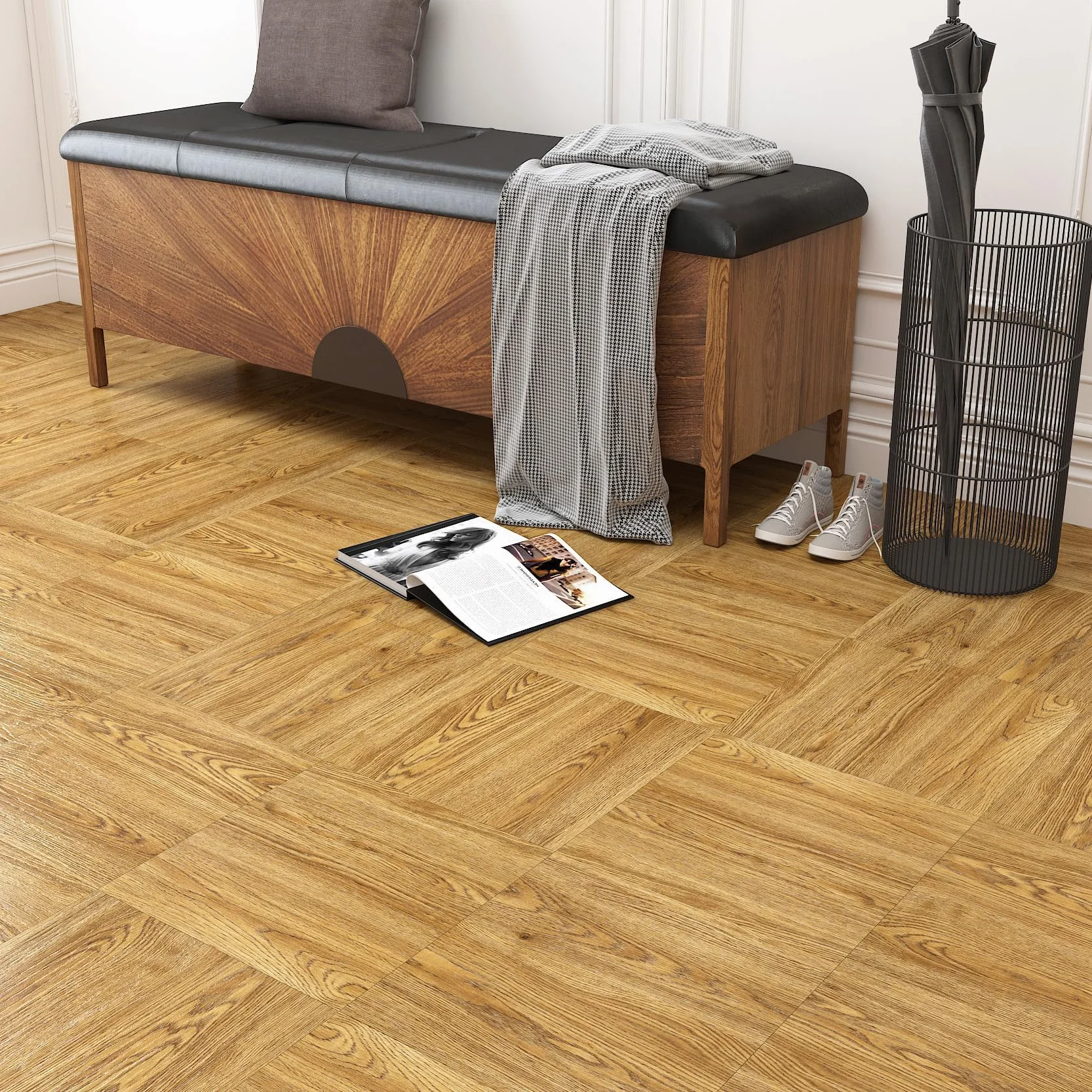 Decotalk Podłoga PCV Naturalny kolor drewna naklejka do kuchni 30 x 30 cm 30 sztuk 3,15 m² płytki samoprzylepne podłoga łazienka kuchnia zmywalna powłoka folia pokrywa płytki samoprzylepne