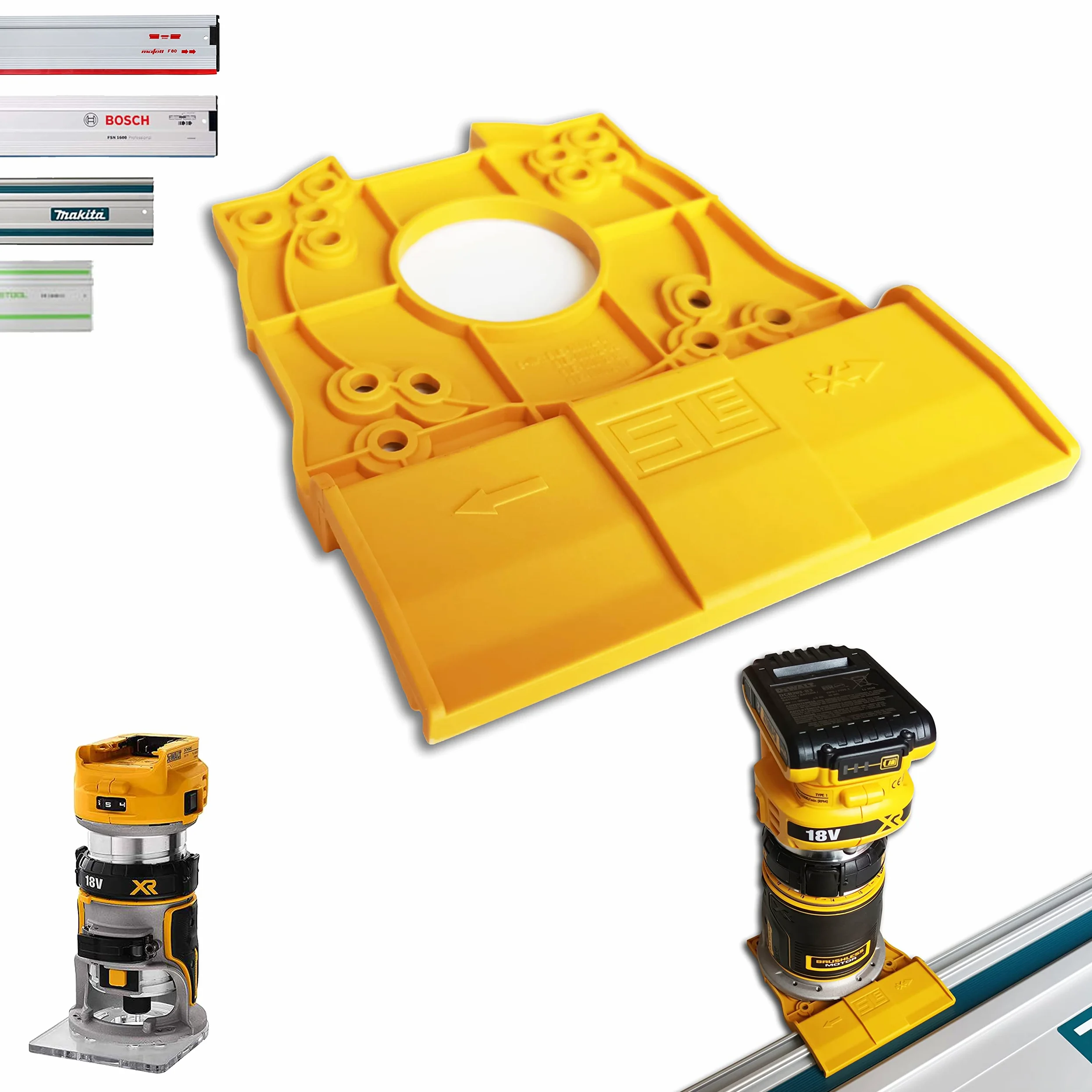 Profesjonalny adapter szyny prowadzącej do DEWALT DCW600 / DCW604 / DCW604NT / D26200 do Makita/Bosch/Festool/Mafell szyna prowadząca frezarka górnowrzecionowa adapter