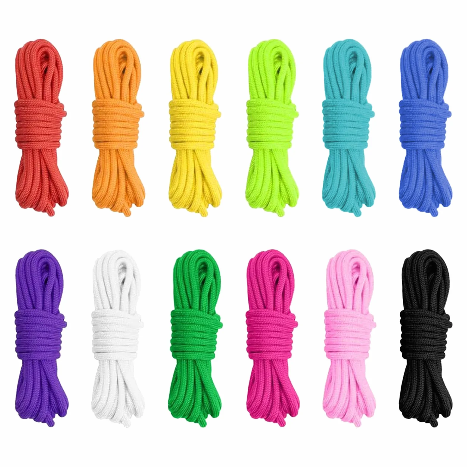 Paracord 550 zestaw 12 sztuk – wytrzymałe linki nylonowe 4 mm (12 kolorów) do bransoletek DIY, breloczków do kluczy, smyczy dla psów, wyposażenia survivalowego, budowy namiotu