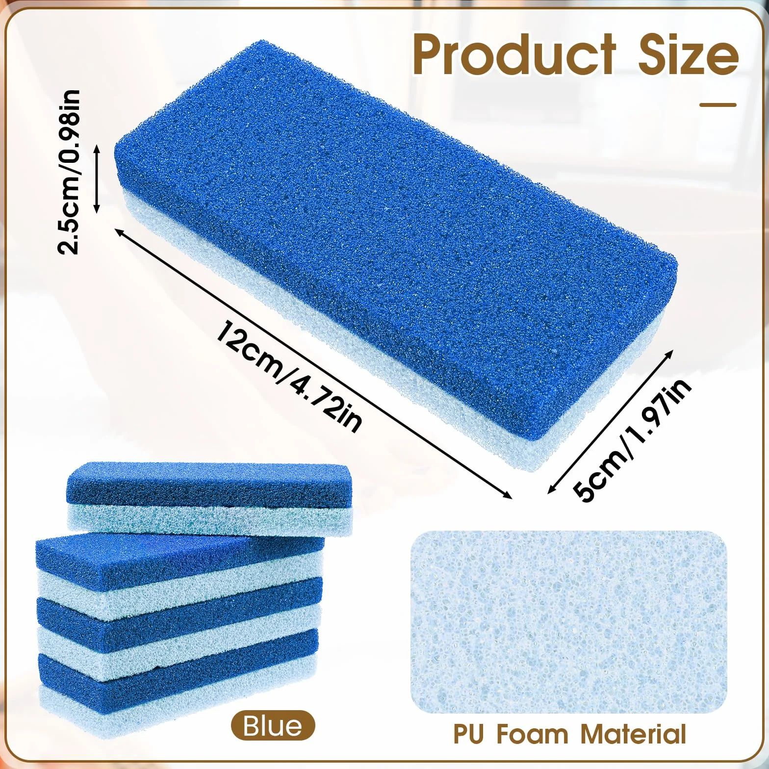 Pumeks do stóp, do usuwania zrogowaceń, delikatny pumeks i szorowarka do stóp, twarda skóra, zrogowaciały, dwustronne narzędzie do pedicure, dla jedwabistych stóp, 4 szt. (niebieski)