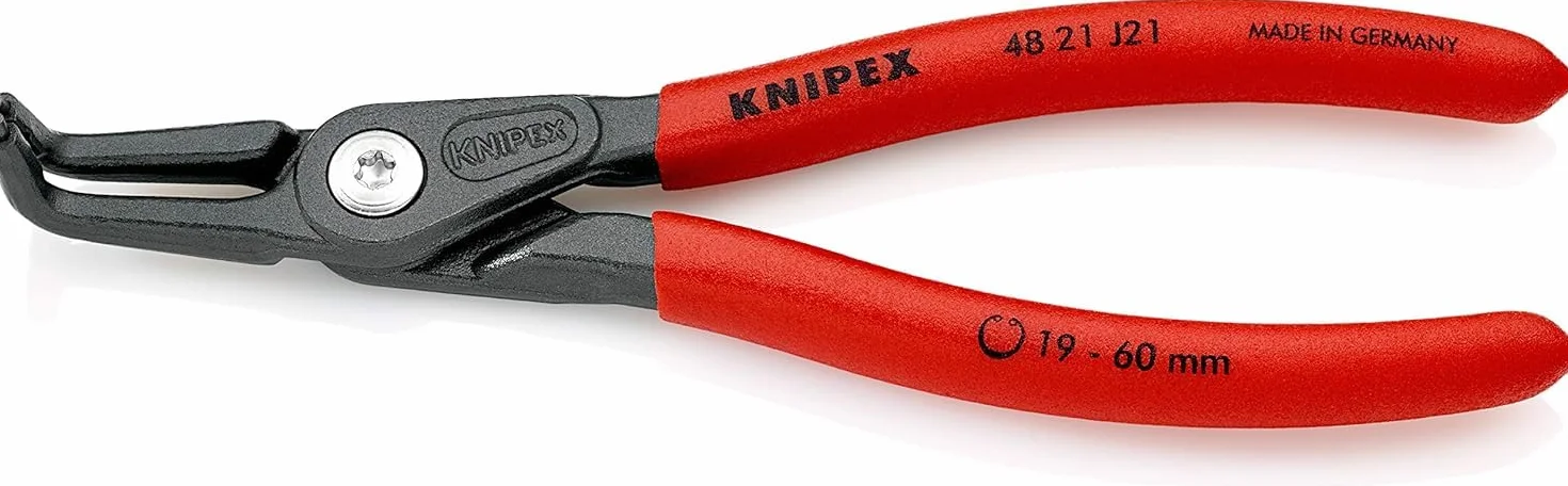 KNIPEX Precyzyjne szczypce do pierścieni osadczych do montażu pierścieni wewnętrznych w otworach fosforanowana, szara pokryte, 48 21 J21