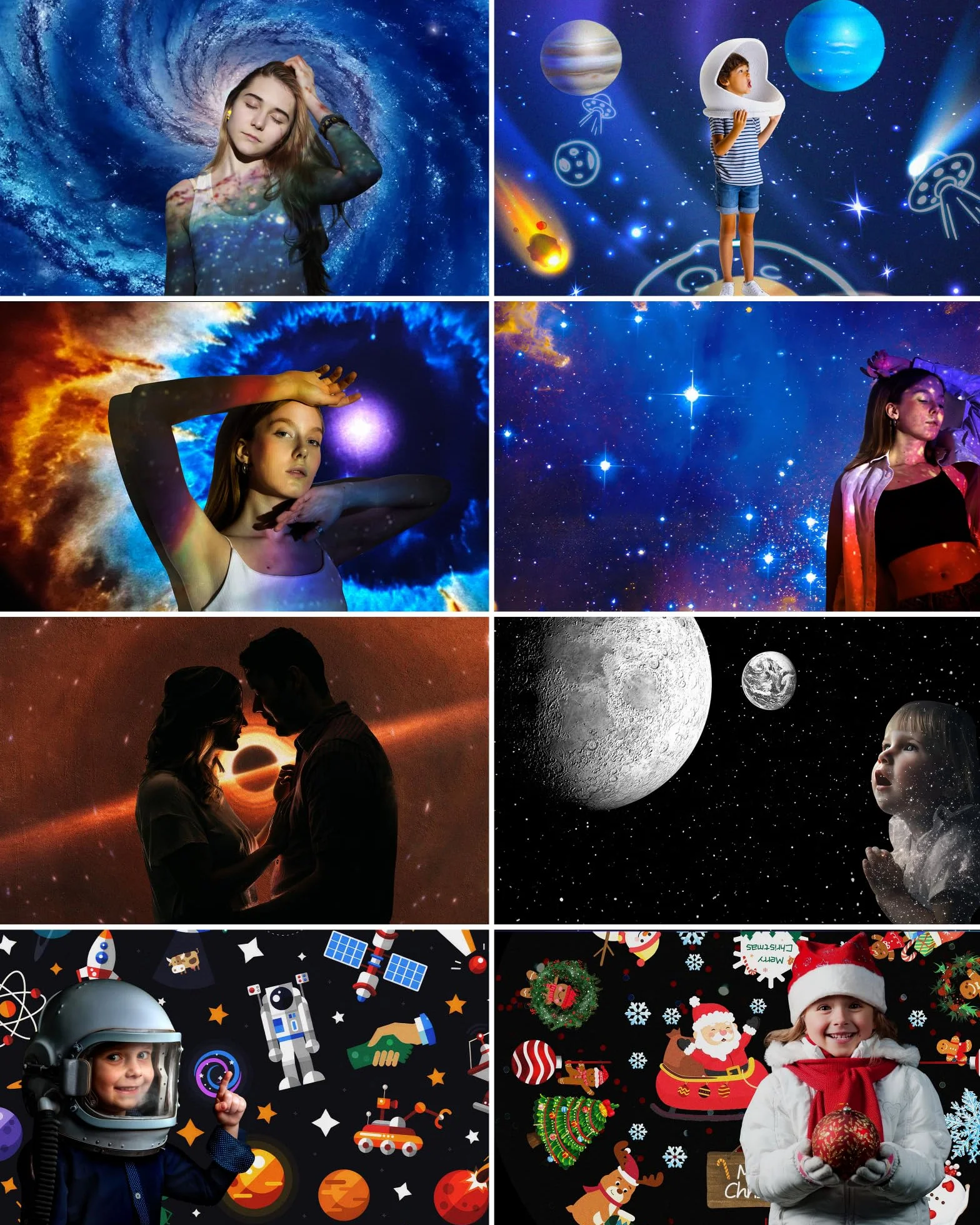 MERTTURM Planetarium Projector, Galaxy Star Projector do Sypialnia, Wymiana HD 8 Dysków Filmowych i Regulowany długość ostrości, Lampka Sufitowa z Głośnikiem Bluetooth i białych szumów