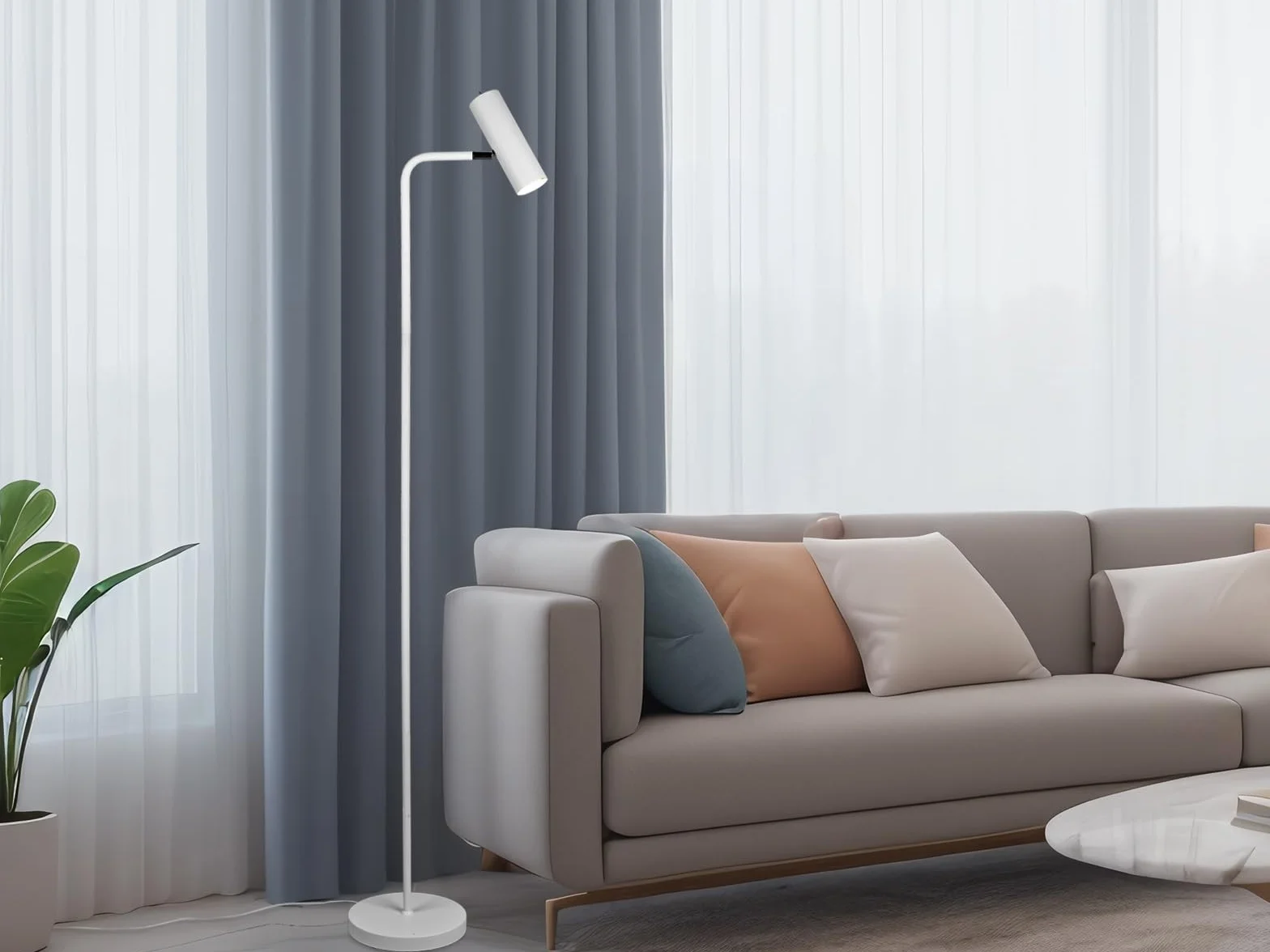 Trio-Leuchten Metalowa lampa podłogowa biała