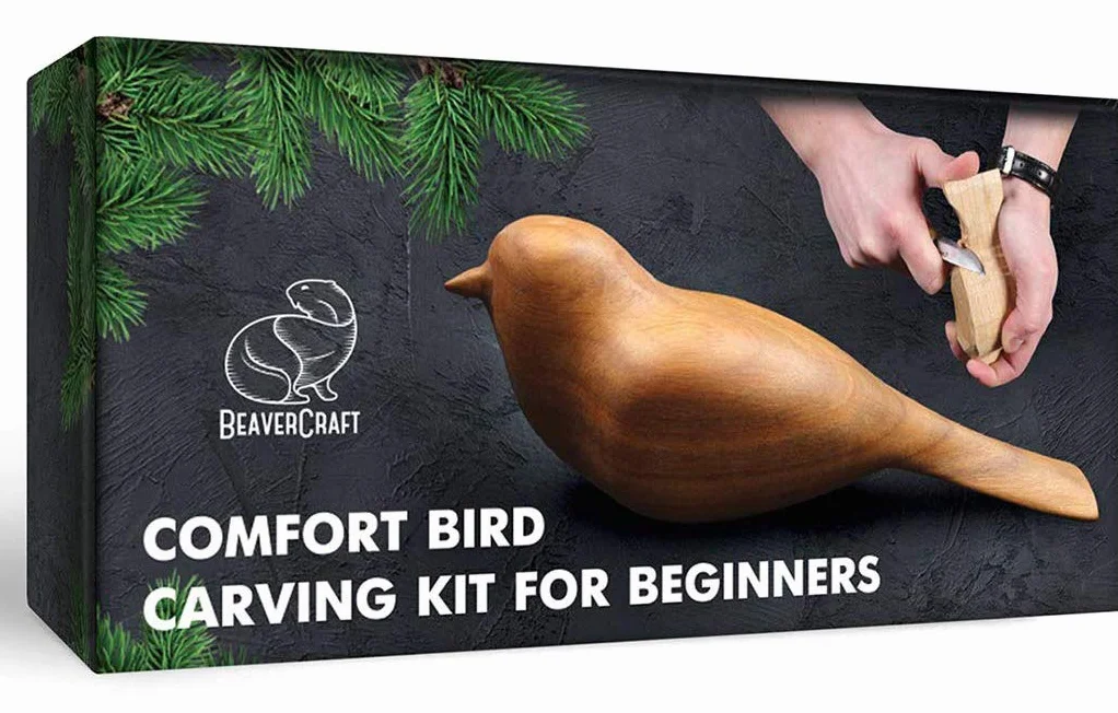 BeaverCraft Zestaw do rzeźbienia w drewnie Comfort Bird DIY noże dla początkujących