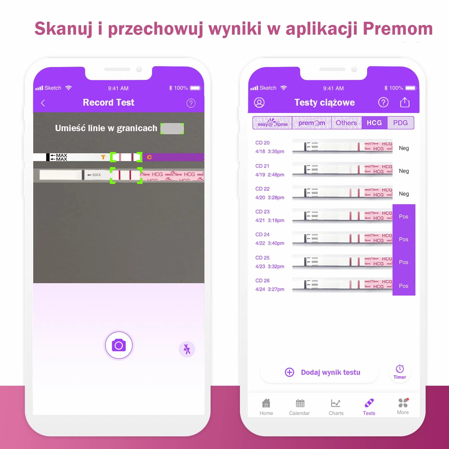 Easy@Home 15 czułych testów na wczesną ciążę: szybki test hCG w moczu 10 mIU/ml z inteligentną aplikacją Premom丨Strip Pregnancy Test.