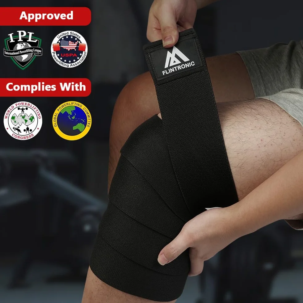 flintronic stabilizator na kolano, 2 sztuki okładek na kolana do sportu, bandaże na kolana do treningu siłowego dla mężczyzn i kobiet, wysokowydajne bandaże na kolana o długości 200 cm, do treningu