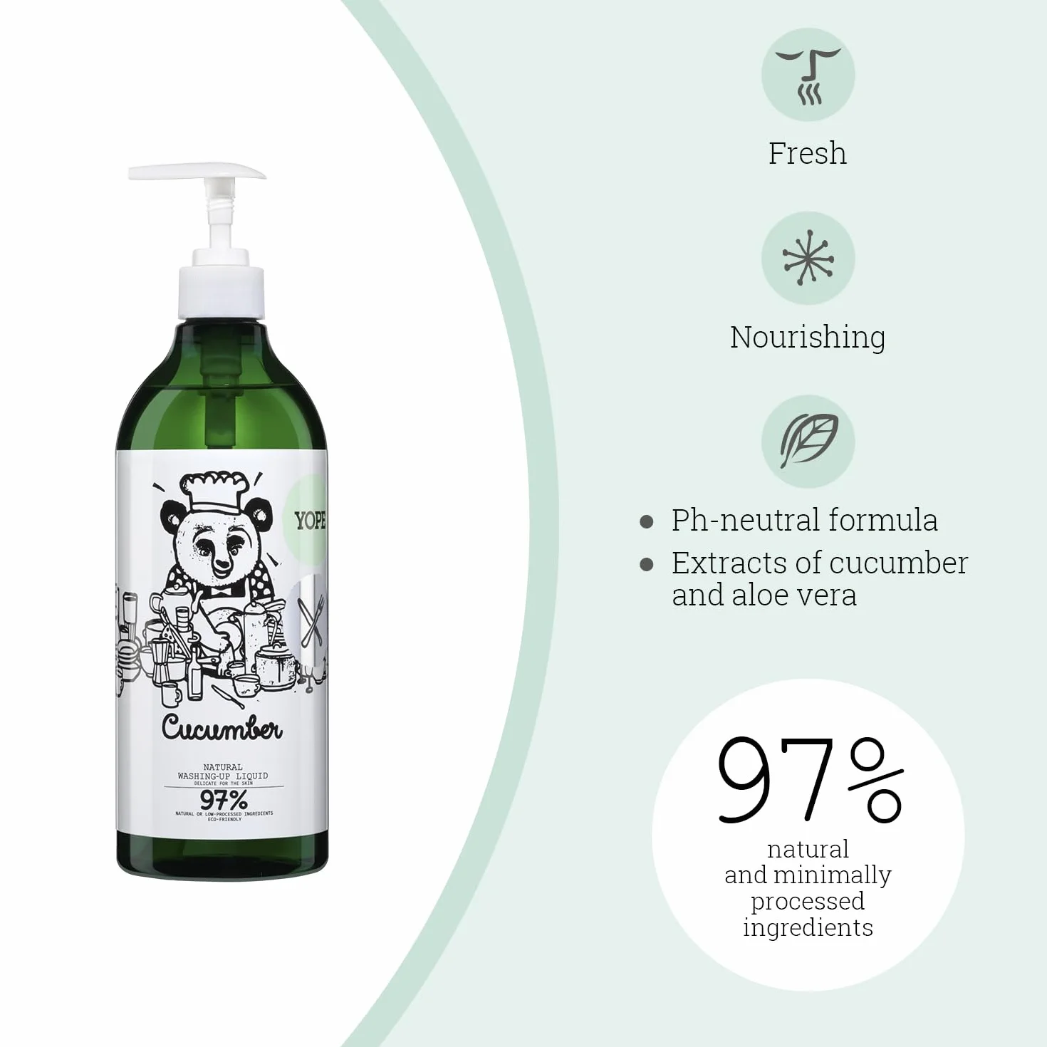 YOPE Płyn do mycia naczyń ogórki 750 ml