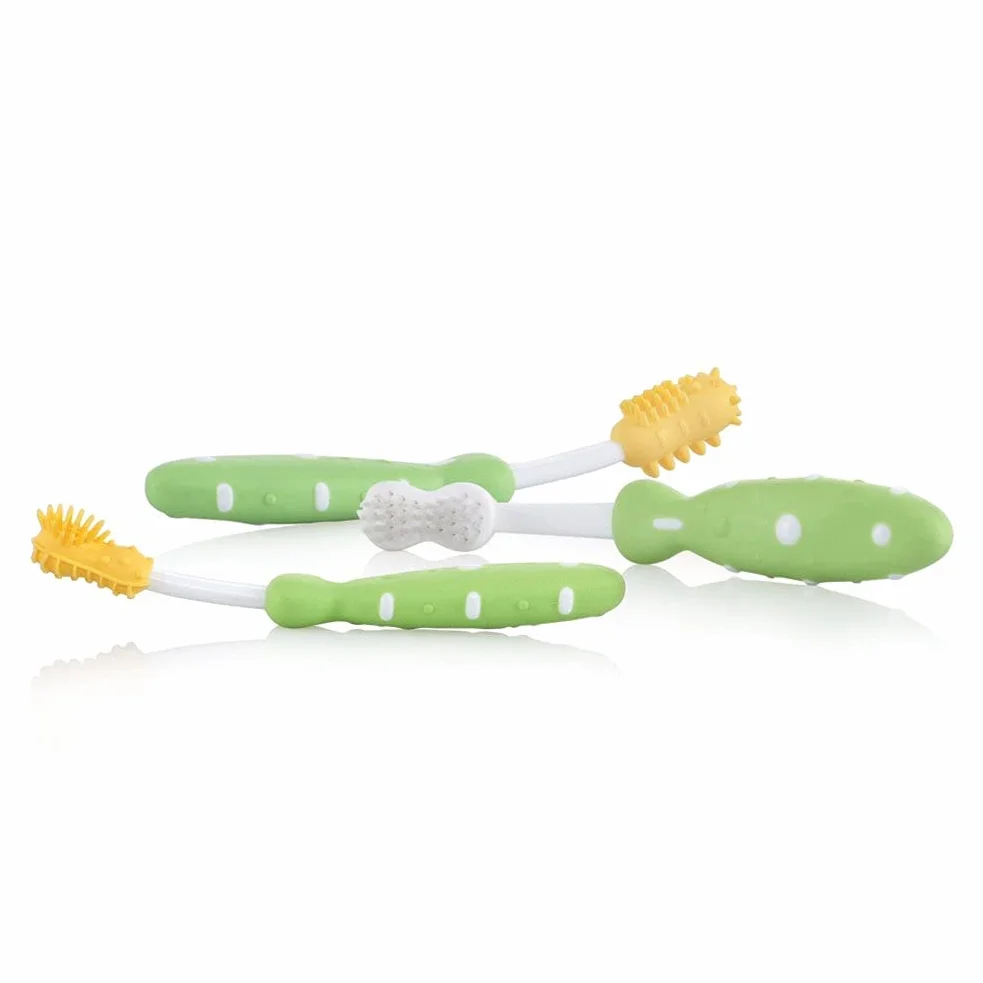Nuby ID754 3-częściowy zestaw szczoteczek do zębów (kolor mogą się różnić)