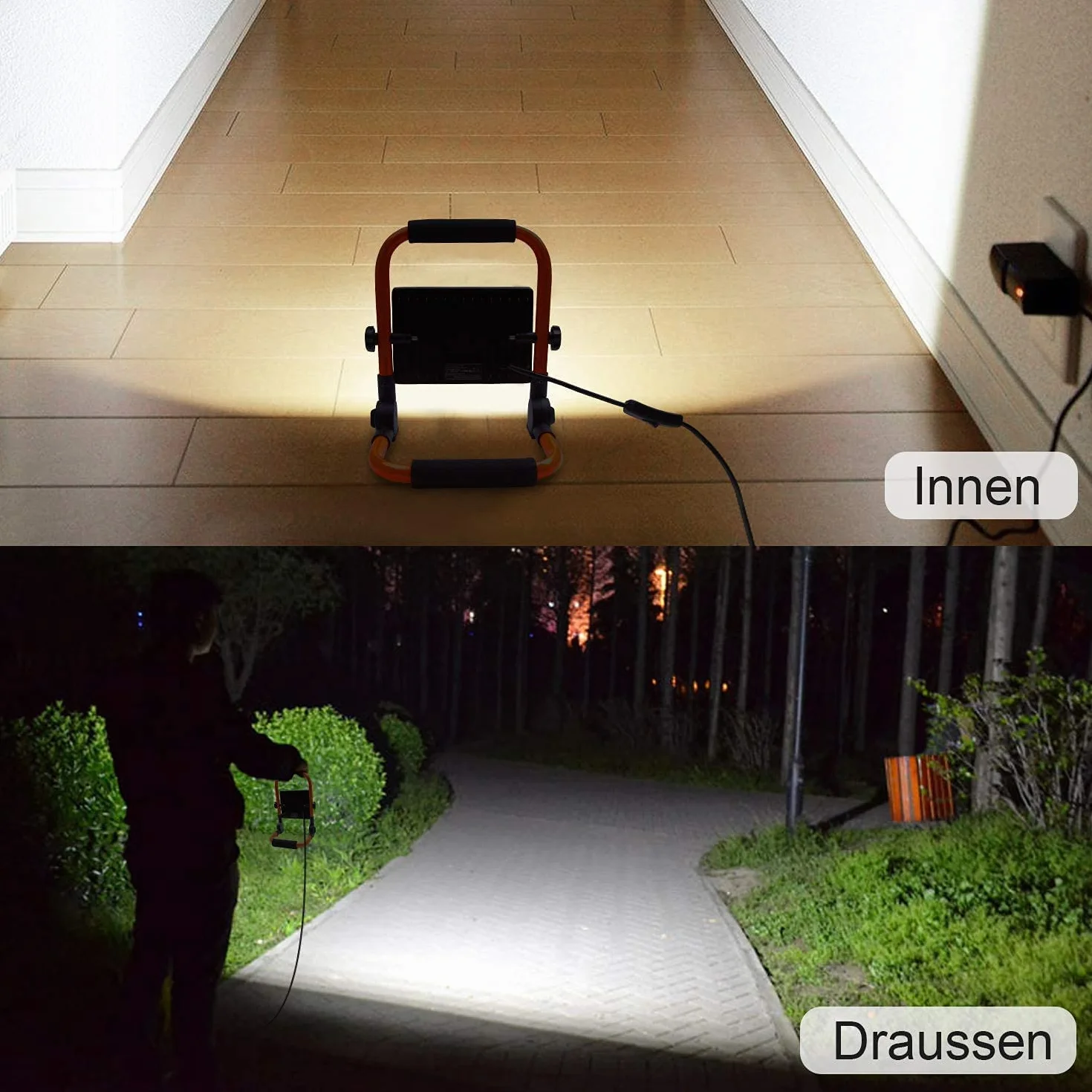 MEIHUA Reflektor budowlany LED 60W 5200lm 6500K IP66 wodoszczelny przenośny 3,5m kabel