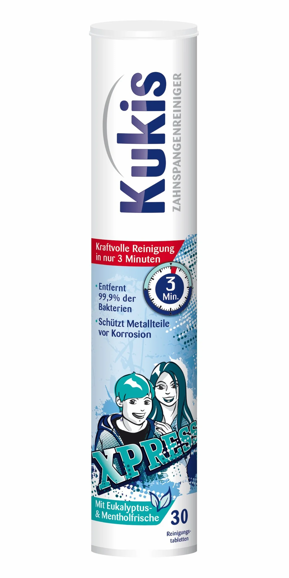 Kukident Kukis środek do czyszczenia aparatów ortodontycznych - tabletki do czyszczenia luźnych aparatów ortodontycznych - 3 x 60 tabletek
