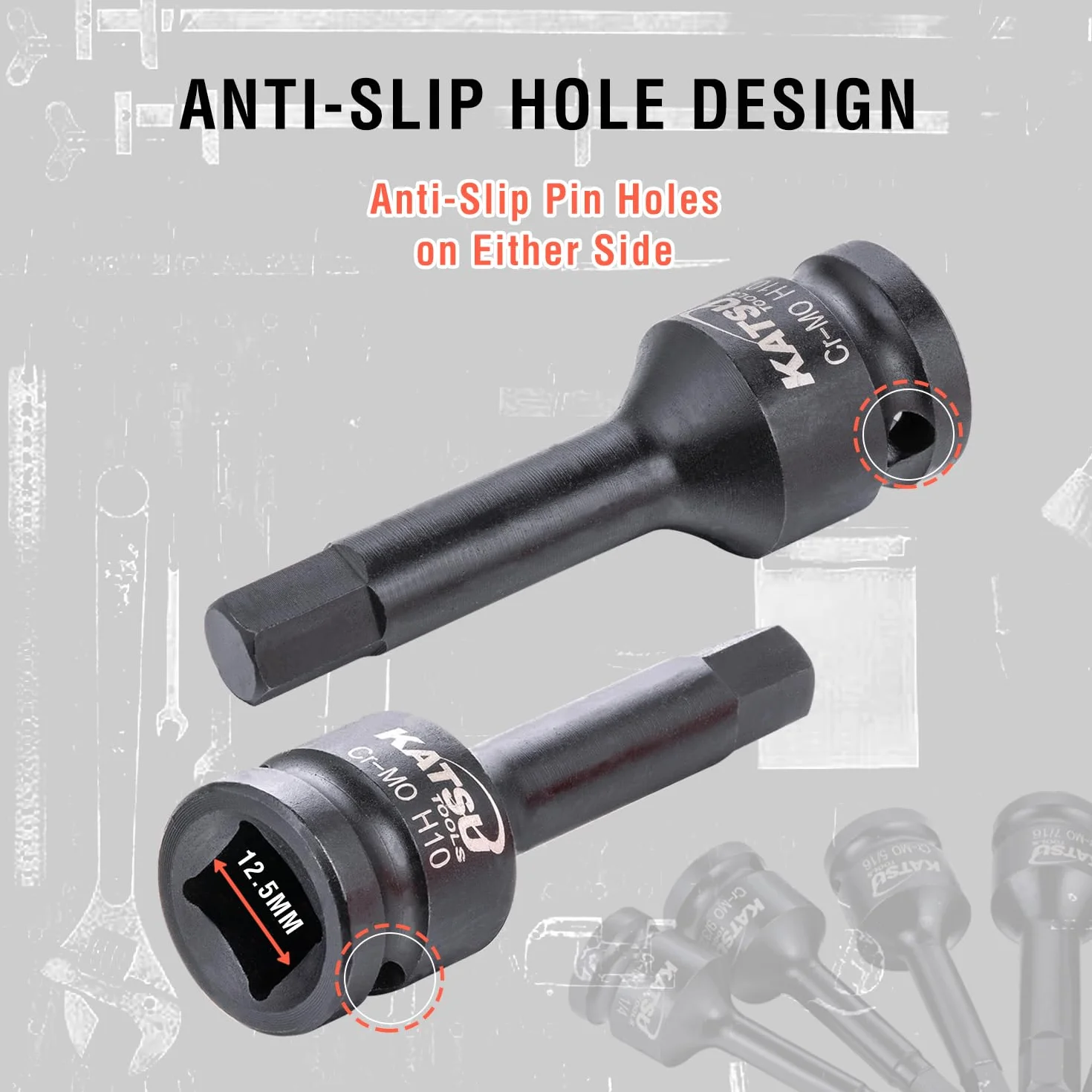 KATSU Tools Zestaw nasadek imbusowych 1/5.1 cm, 20 szt., rozmiar metryczny i imperialny, H6 - H19 i H1/10.2 cm - H3/10.2 cm, stal CR-MO, długość 78 mm 420413