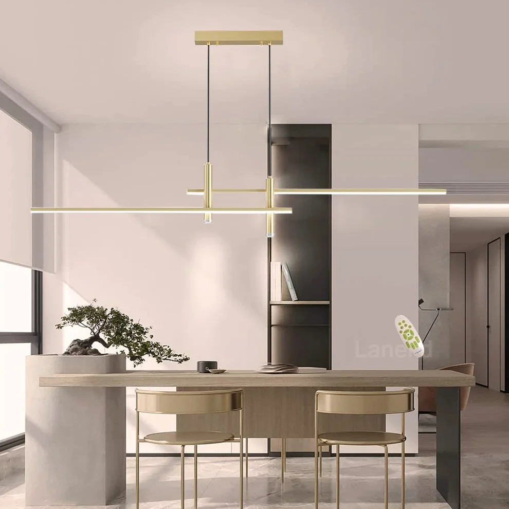 Lanekd Żyrandole/Lampy wiszące LED Nowoczesne Oświetlenie Stolu Jadalnia Przyciemniane Złoto Lampa Wisząca Kuchnia Regulowana Wysokość Sufit Żyrandol do Jadalni Biuro Salon Lampa Wisząca Liniowa