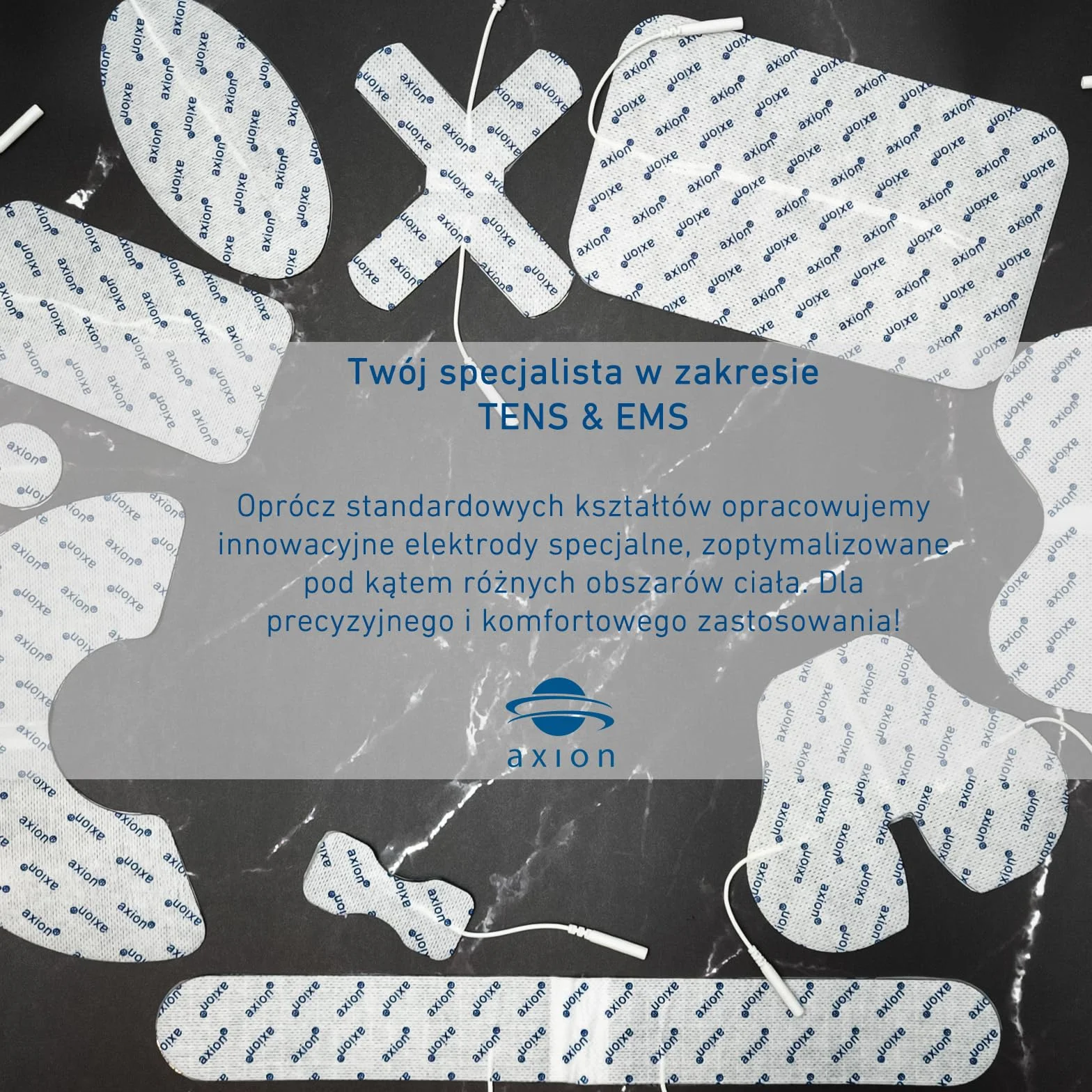 axion- ELEKTRODY TENS żelowe, samoprzylepne- 50x50 mm- przyłącze na kabel pin 2mm, 16szt.