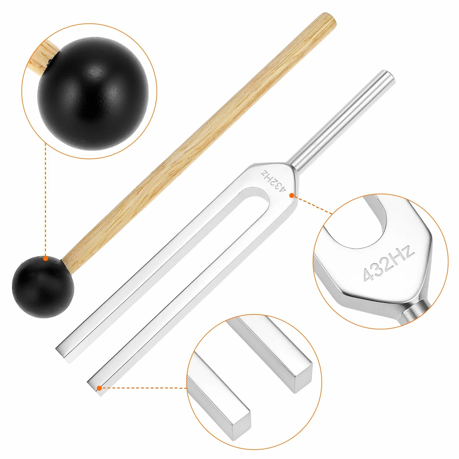 QWORK Kamason ze stopu aluminium 432 Hz z młotkiem silikonowym