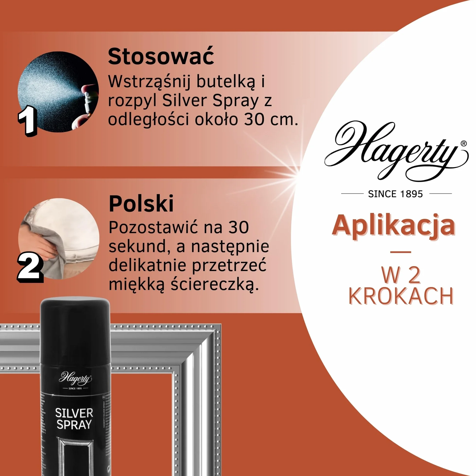 Hagerty Silver Spray Środek do czyszczenia srebra z ochroną przed nalotem 200ml I Skuteczny spray czyszczący do przedmiotów ze srebra posrebrzanego metalu I Natychmiastowy połysk dla srebra