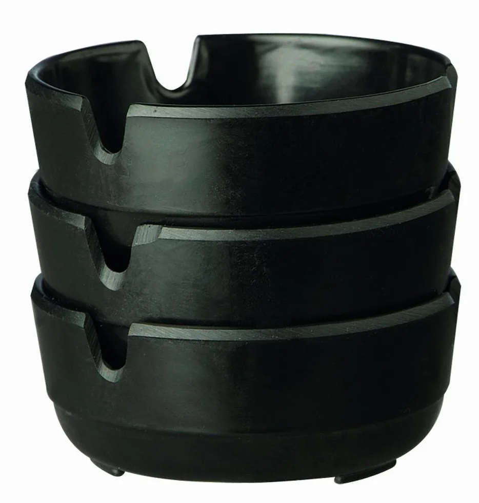Zestaw 3 czarnych popielniczek melaminowych APS 576 Ø 8 x 3 cm