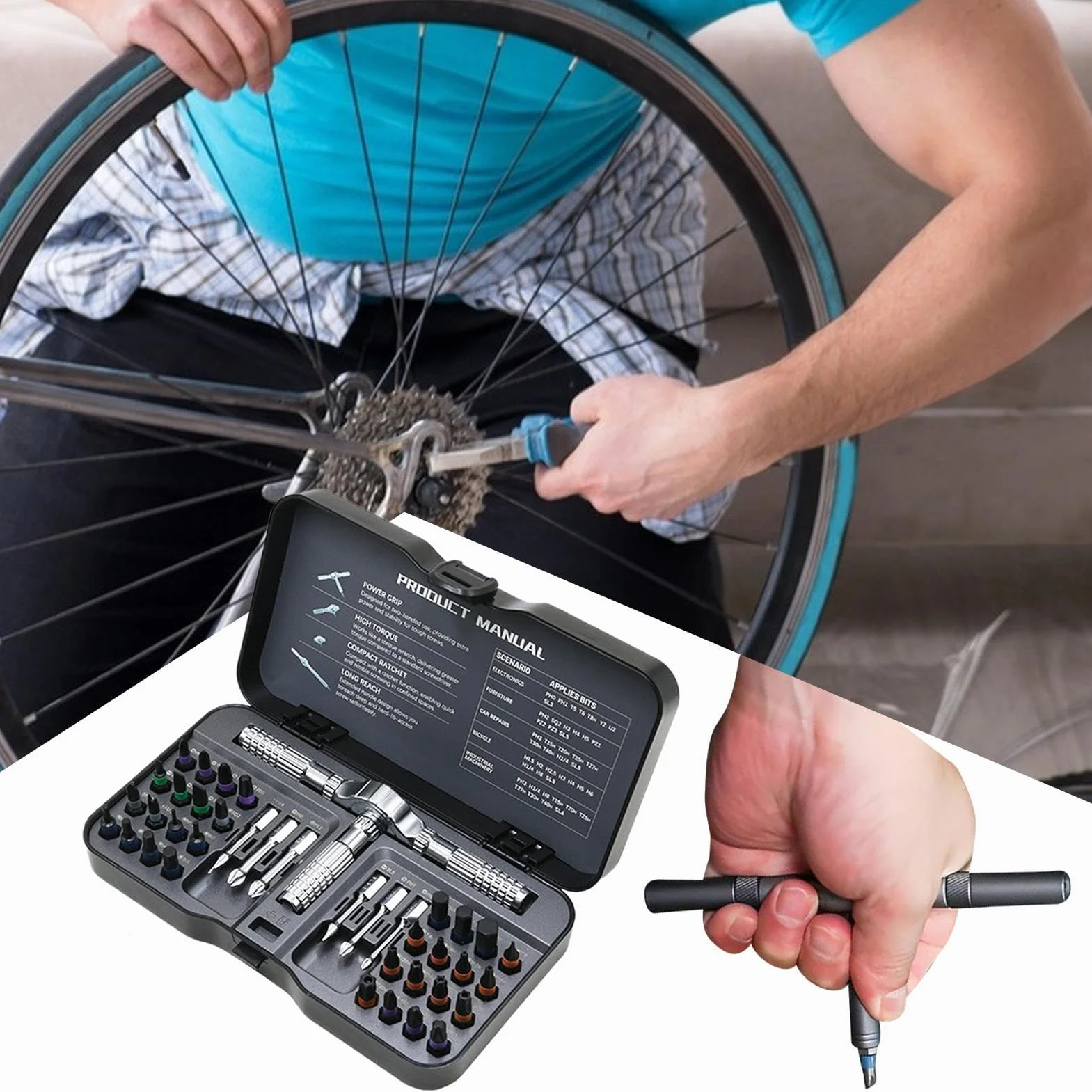 Wkrętaki grzechotkowe zestaw Precyzyjny Ergonomiczny 40 W 1 Bit | Zestaw bitów do mebli Motoryzacja Mechanika Elektronika Budownictwo Stolarstwo Hydraulika Dom Przemysł Meble Precyzyj