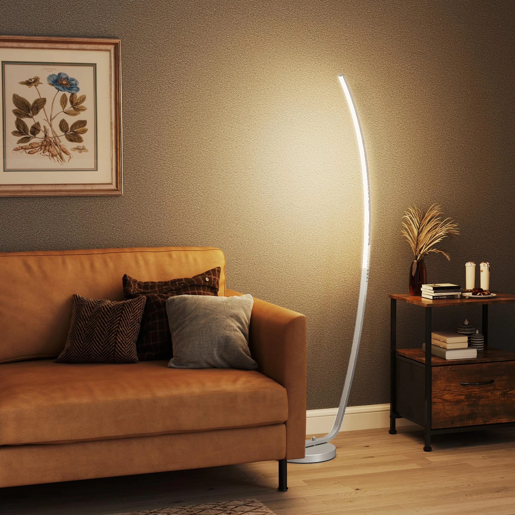 HOMCOM Lampa podłogowa do salonu, współczesna lampa do salonu LED z 3 poziomami regulacji jasności, przełącznik nożny, lampa podłogowa do salonu, sypialni, gabinetu,