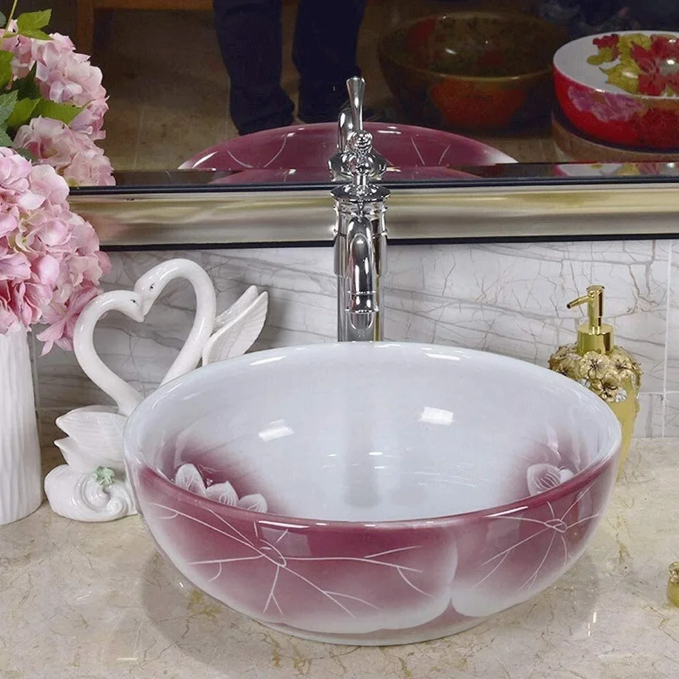 Szafka Pod Umywalkę Z Umywalką, Umywalka Łazienkowa, Umywalka Nablatowa, 15-Calowa Ceramiczna Umywalka Łazienkowa, Okrągła, Biała, Umywalka Nablatowa Do Łazienki, Hotelu, Domu