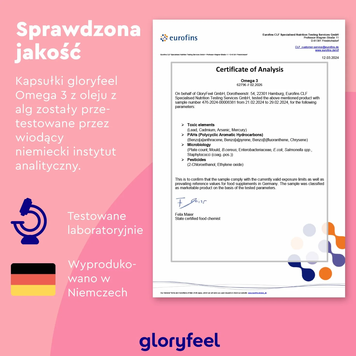 Omega-3 wegańskie z oleju z alg (1440 mg), kapsułka - markowy surowiec Life's™ OMEGA-wysoka dawka 432 mg DHA i 216 mg EPA (w postaci trójglicerydów) -testowane laboratoryjnie i produkowane w Niemczech