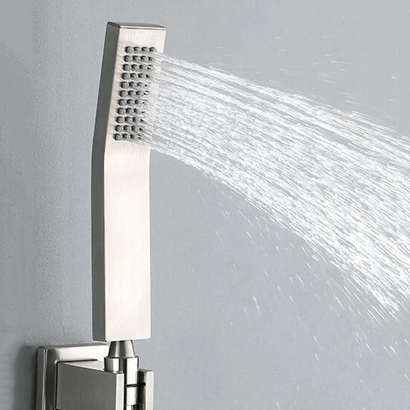Zestaw ukrytego systemu prysznicowego, mieszacz ścienny z ręcznym prysznicem i głowicą prysznicową o długości 20 cm, zaawansowana technologia wtrysku powietrza, szczotkowany mosiądz, h