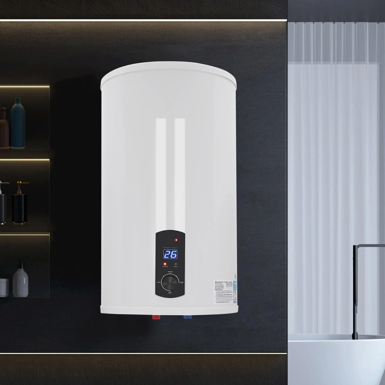 Elektryczny zbiornik ciepłej wody, bojler do zawieszenia na ścianie, Smart Control, bezzbiornik, regulowana moc 50 l, 80 l, 100 l, 120 l (120 l)