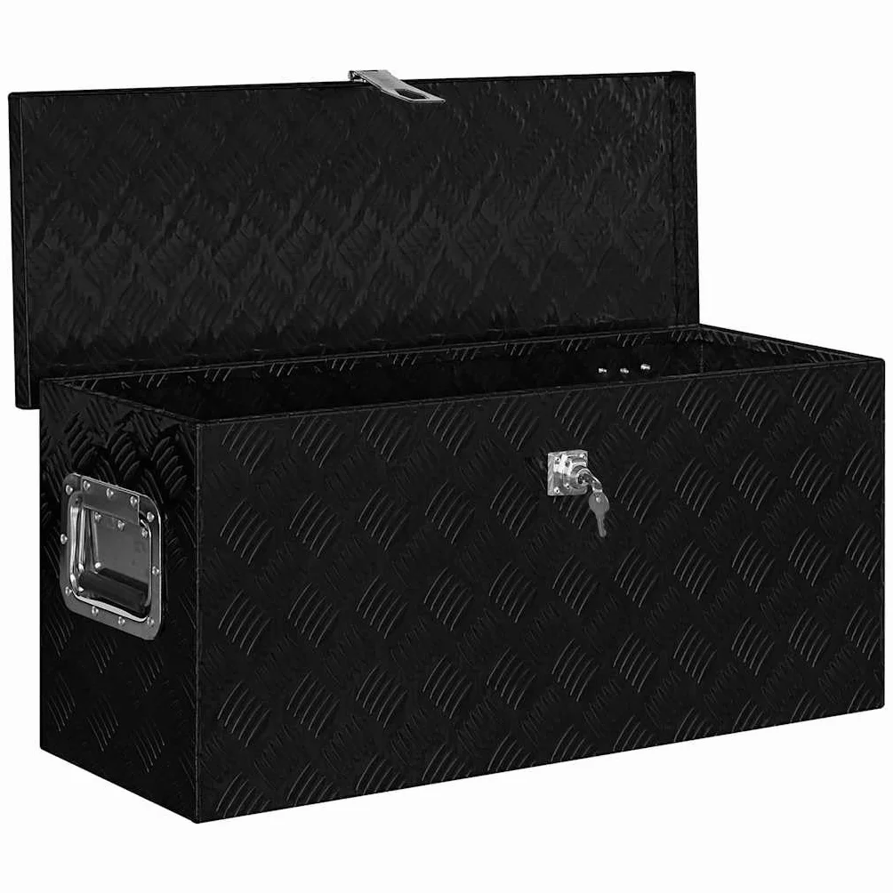 Aluminiowa skrzynka trapezowa, 70 x 24 x 42 cm, srebrna, lekka skrzynka narzędziowa z aluminium z systemem zamykania do warsztatu, garażu, gospodarstwa domowego, na plac budowy