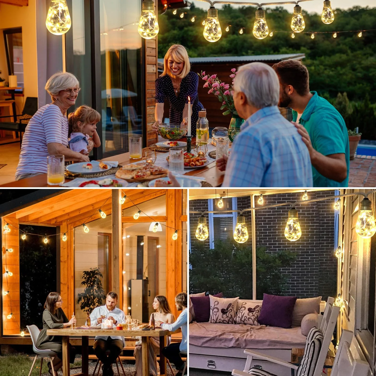AGOTD łańcuch świetlny LED do użytku wewnątrz i na zewnątrz, 6 m, łańcuch świetlny vintage zasilany prądem z liną konopną, 20 diod LED, 8 trybów, dekoracja do ogrodów, na przyjęcia, balkonu, wesela