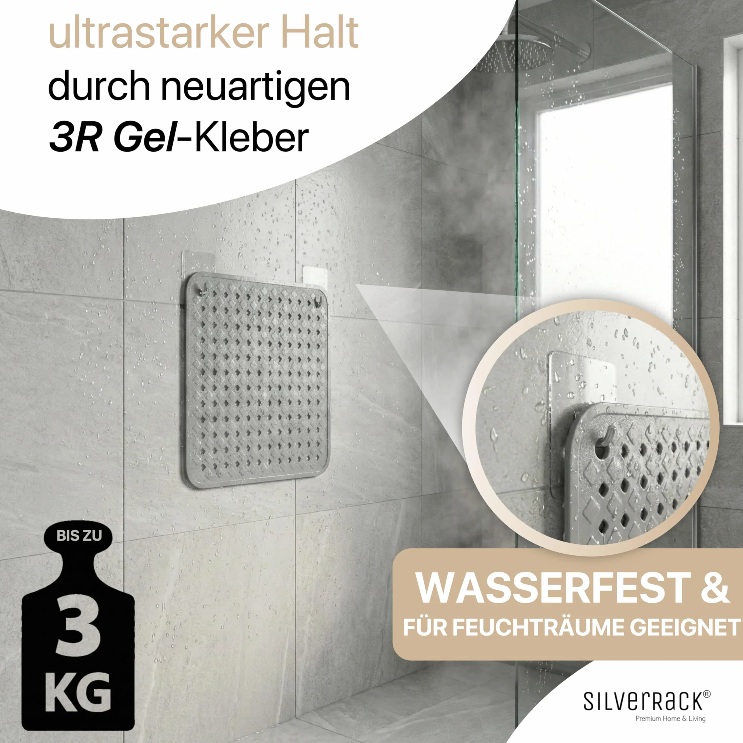 SilverRack haczyki samoprzylepne i wielokrotnego użytku - 8x6 cm jako zestaw 4 sztuk - przezroczyste haczyki samoprzylepne jako wieszaki ścienne do przyklejenia do 3kg - wieszaki na ręczniki bez