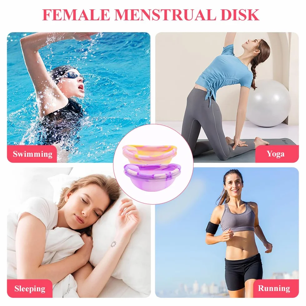 Zestaw krążków menstruacyjnych, dysk menstruacyjny z 2 krążkami okresowymi w rozmiarze S+L, sterylizator i torba do przechowywania, krążek menstruacyjny wielokrotnego użytku dla aktywnych