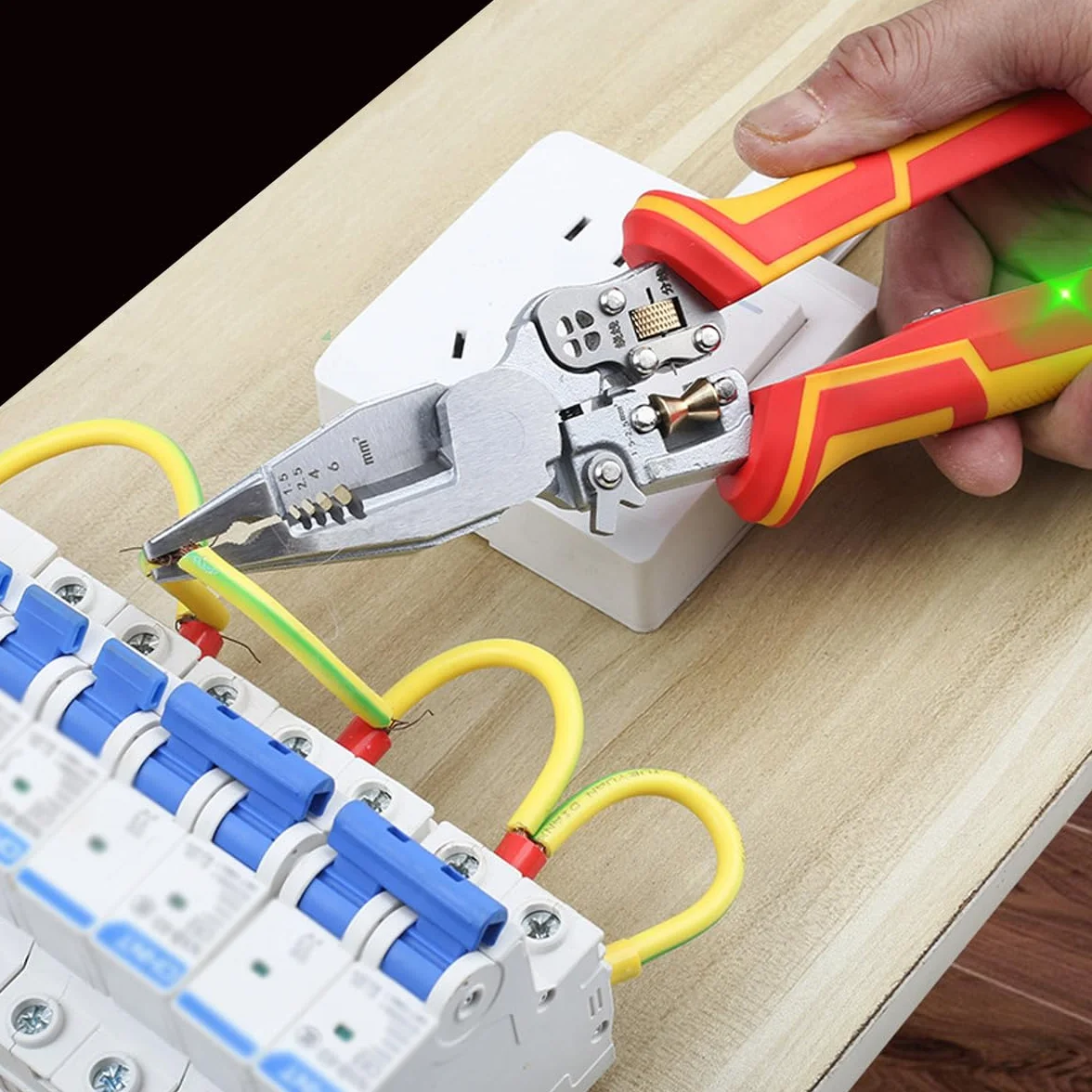 9 w 1 ściągacz izolacji z pomiarem napięcia dla elektryków Wielofunkcyjny ściągacz izolacji z testerem napięcia