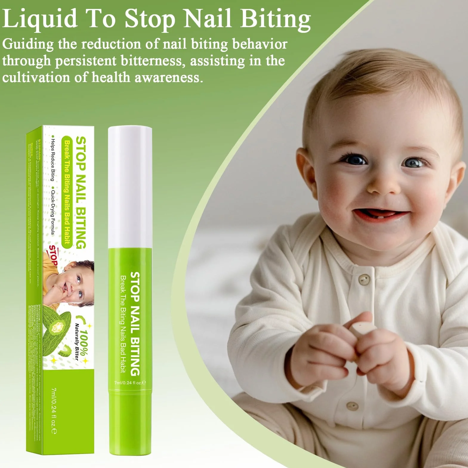 No Bite Nail Polish 7ml Anti-Nail Biting Prevention Click Pen Stop Nails Biting Habits