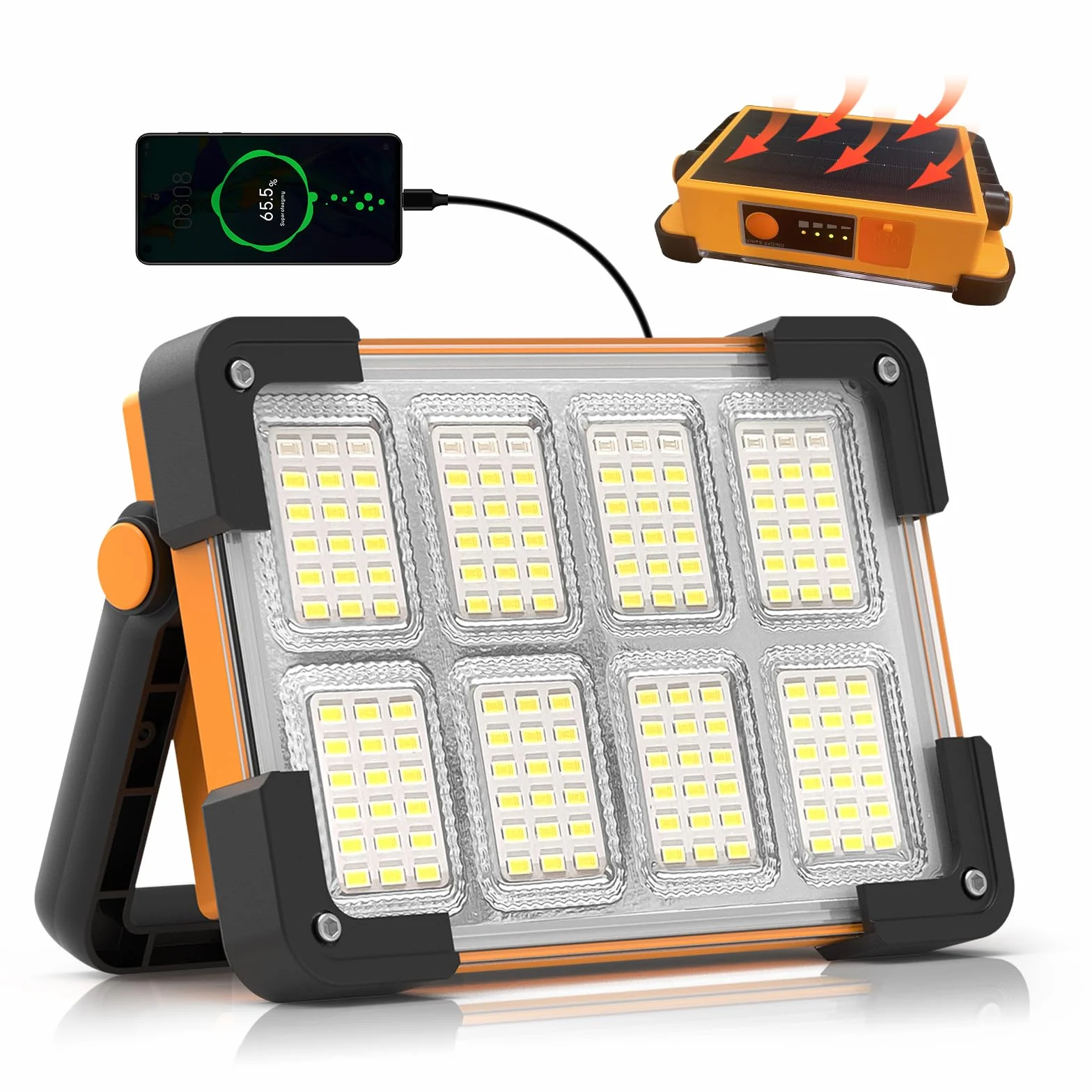 Reflektor LED 30W akumulatorowy, przenośny, 4 tryby, USB 5400mAh, powerbank na zewnątrz, warsztat, garaż, piwnica