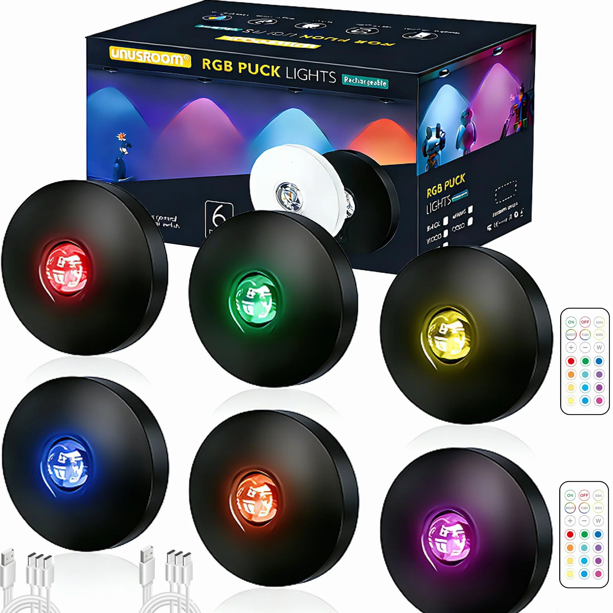 Akumulatorowe lampki RGB z pilotem zdalnego sterowania, 2000 mAh o dużej pojemności, zasilanie bateryjne RGB, możliwość przyciemniania i mocowanie magnetyczne, bezprzewodowe oświetlenie do szafy na