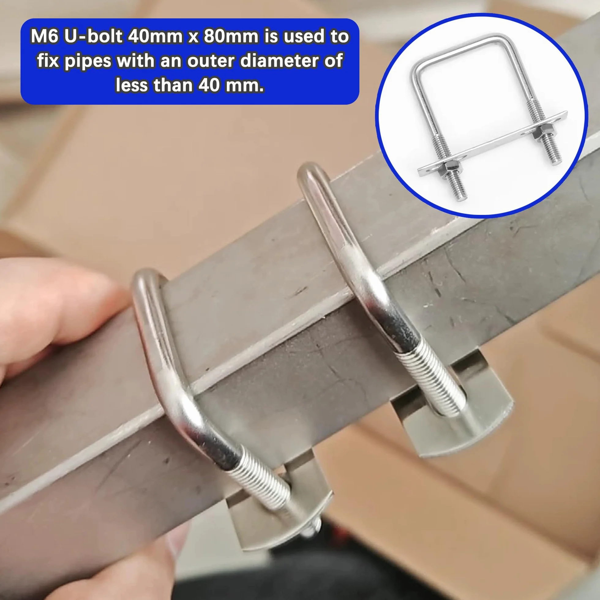 Śruby U M6 40x80 mm ze stali nierdzewnej kwadratowe z nakrętką płytą ramową 5 szt.