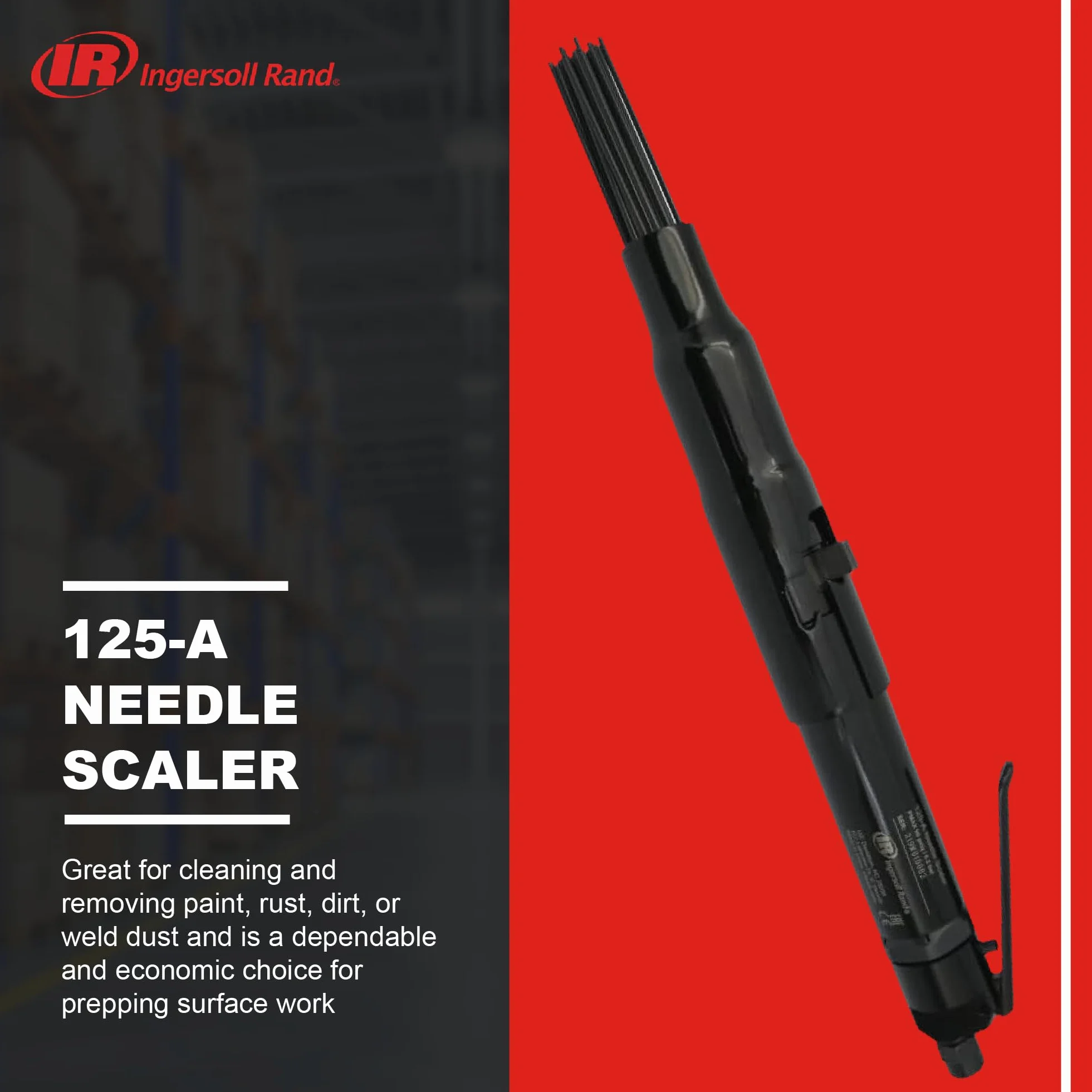 Ingersoll Rand 125-A Młotek Igłowy Pneumatyczny Czarny Trwały Narzędzie do Obróbki Powierzchni 4800 Uderzeń/min 465mm