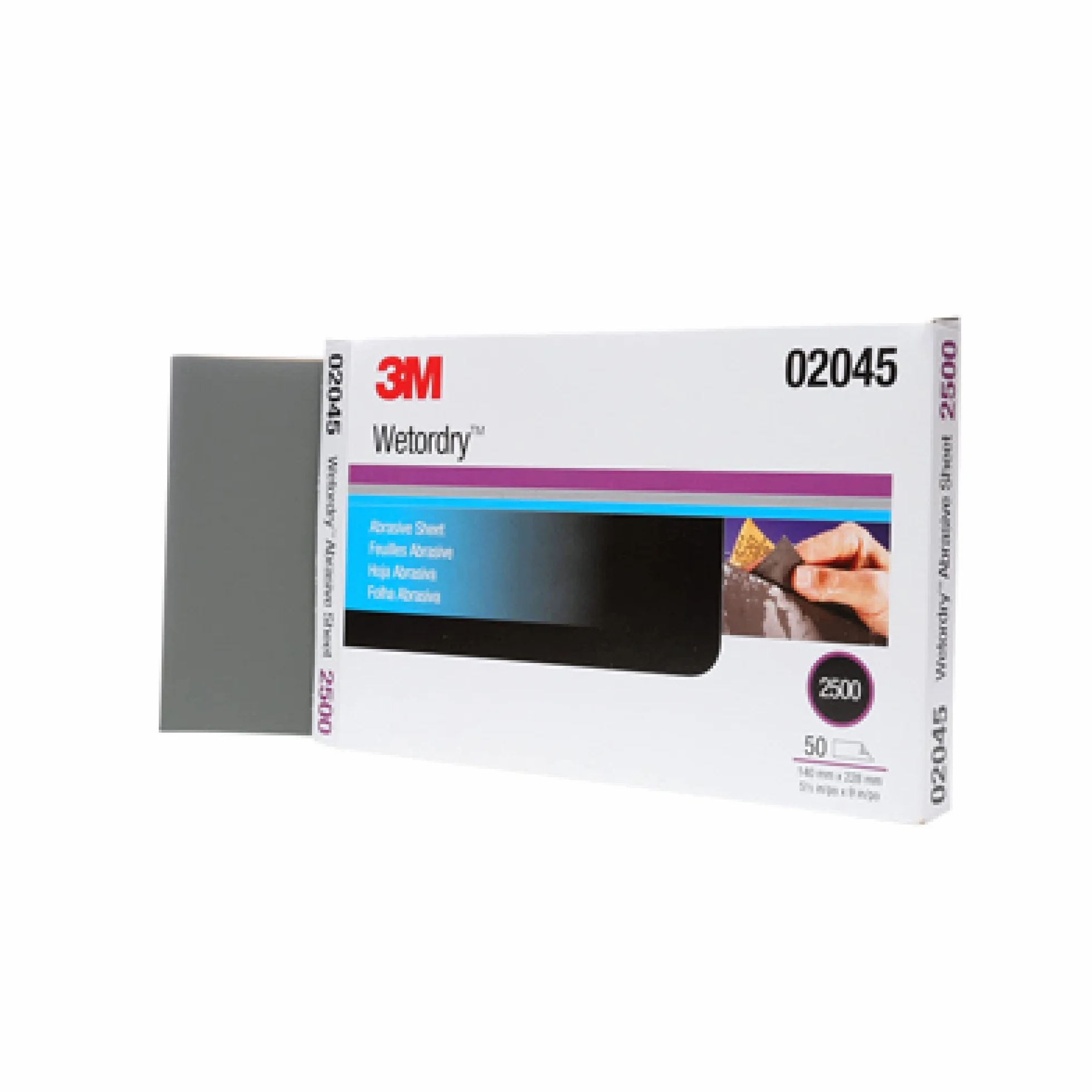 3M Wetordry tarcza szlifierska 401Q, 02045, ziarnistość 2500+, 5 1/2 x 22,9 cm, 50 arkuszy, szybkie cięcie, szlifowanie karoserii, lakierowanie