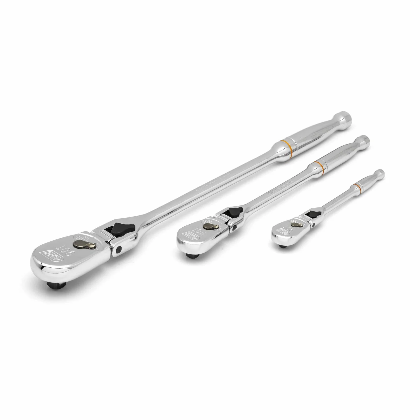 GEARWRENCH 81276T 3 szt. 1/4", 3/8" i 1/2" napęd 90-zębowy blokujący elastyczną głowicę zestaw z grzechotką - 81276T