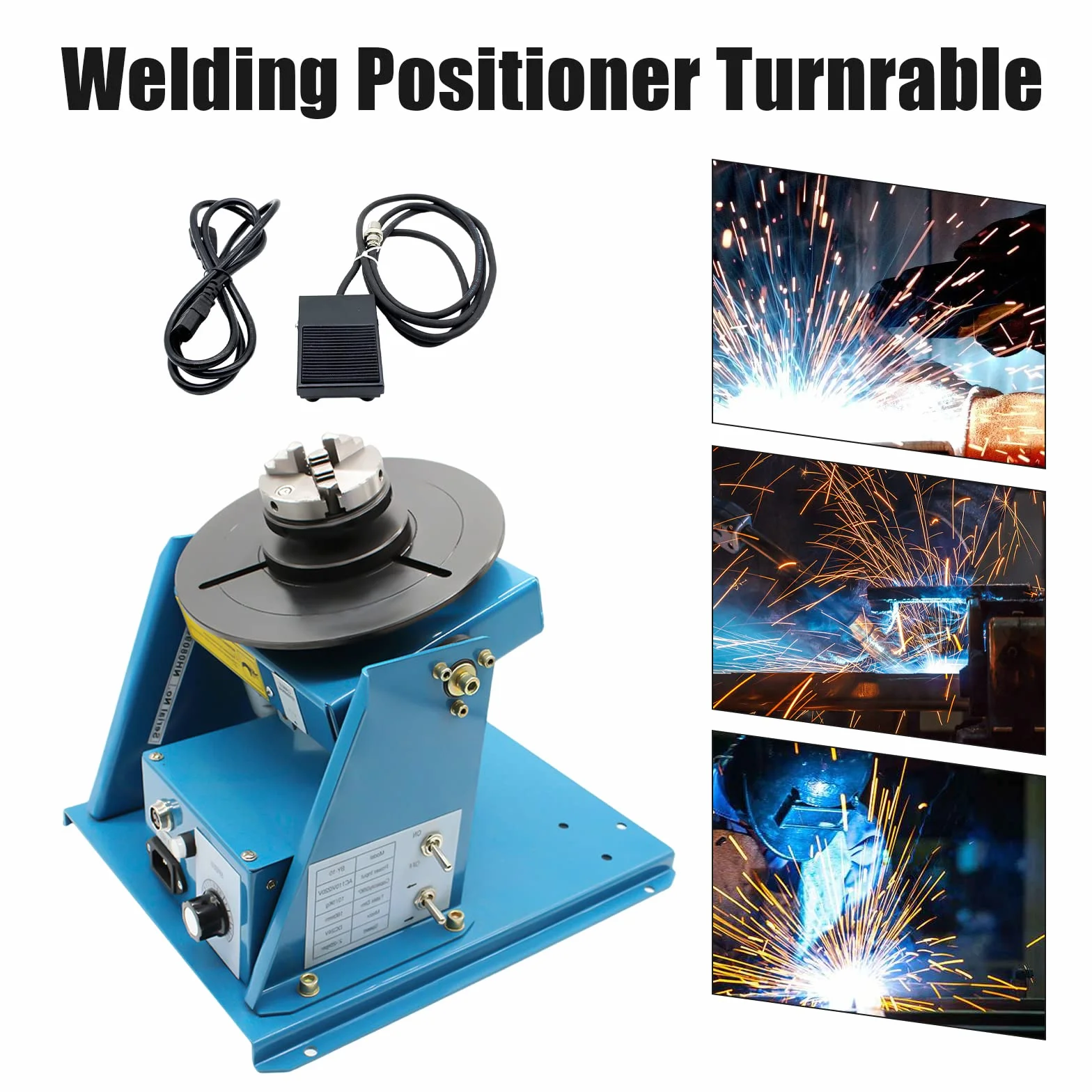 220 V stół spawalniczy pozycjoner spawalniczy 2-10 obr./min, manipulator 10 kg (poziomo) / 5 kg (pionowo), stół obrotowy 0-90°, kąt nachylenia 0-90°, uchwyt trójszczękowy do cięcia, szlifowania,
