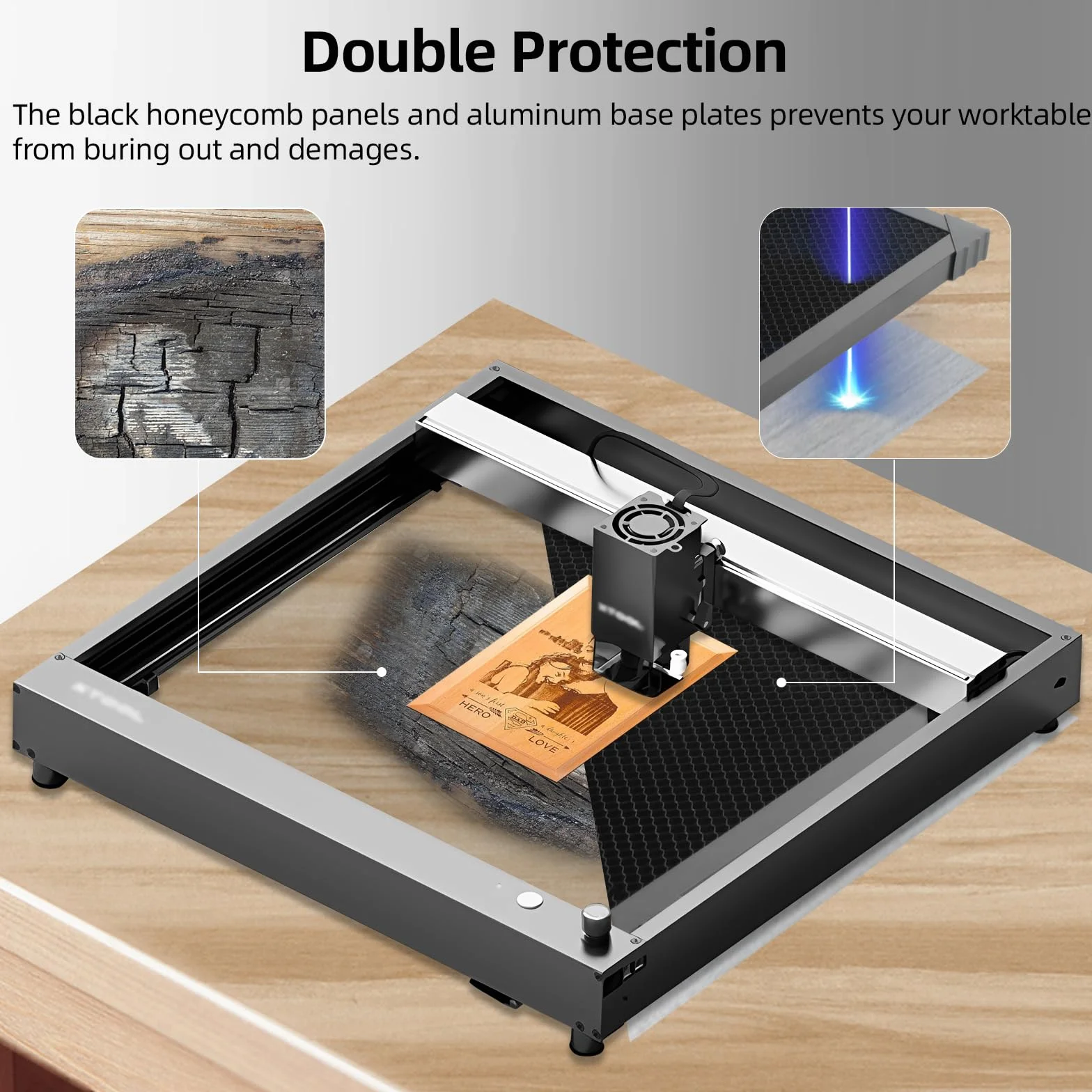 UniTak3D Honeycomb stół do grawerowania laserowego 300 x 300 mm do S1/RAY5/CO2 Engraver Desktop Protection with Aluminium Plate WorkArea 260 x 260 mm