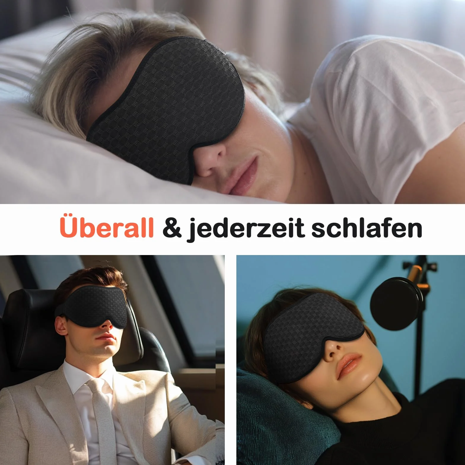INNELO Maska do spania 3D dla mężczyzn i kobiet, ulepszona wersja 2025 osób śpiących po bokach, w 100% ergonomiczna maska na oczy, z wygodnymi i bez ucisku, czarna
