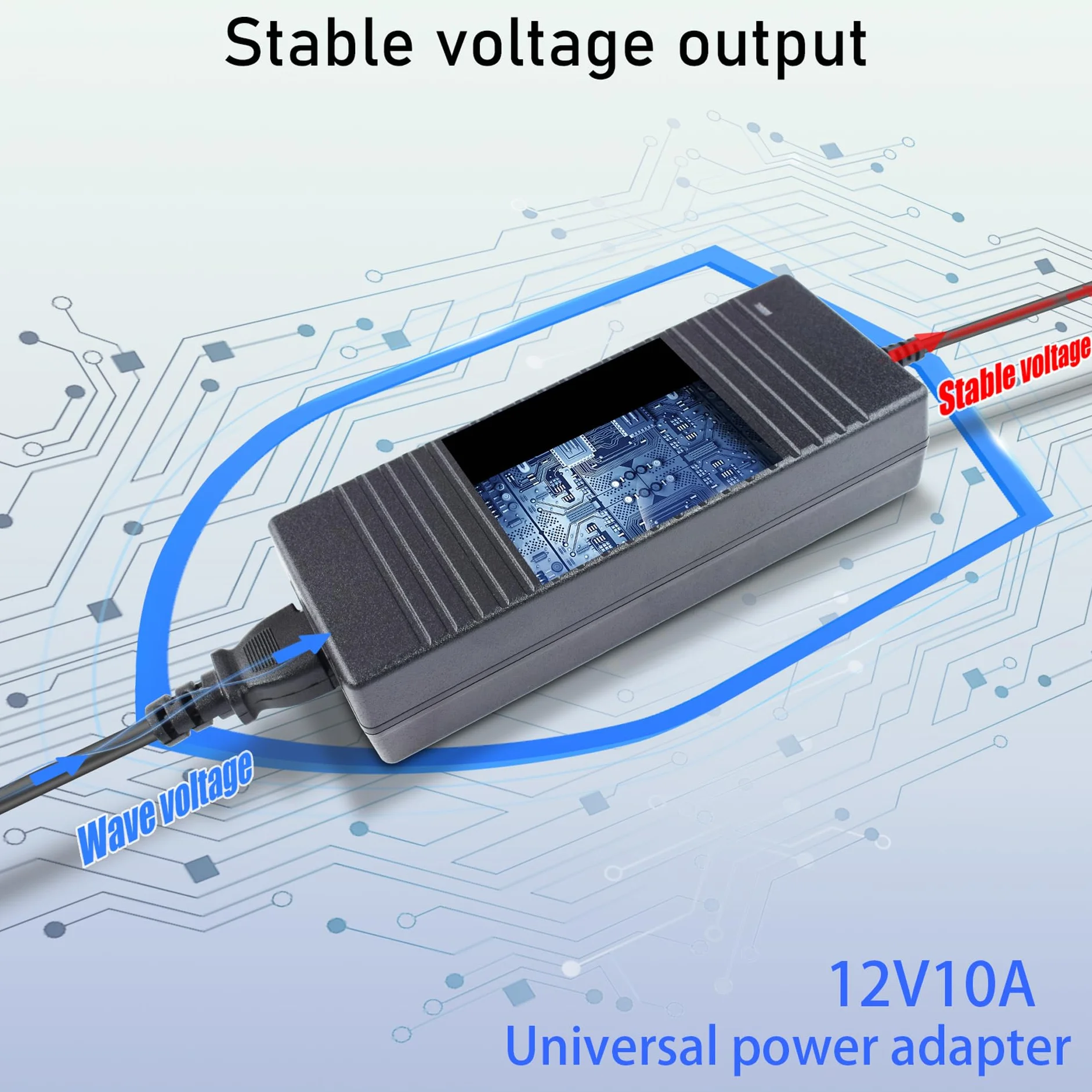 Transformator DC 220 V do 12 V 15 A 180 W, zasilacz o dużej mocy do taśm LED i urządzeń 12 V, zasilacz przeciwzwarciowy ze wzmocnionymi przewodami