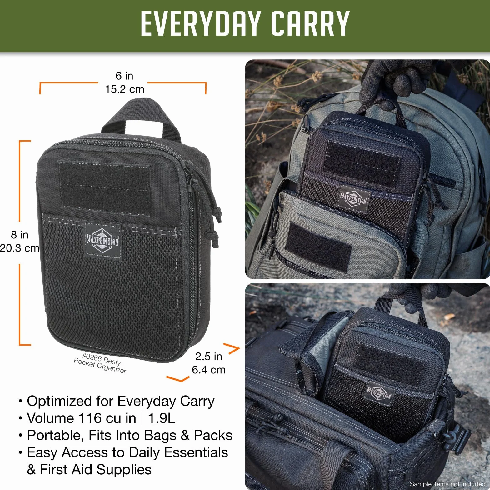 Maxpedition Hard-Use Gear 9006219-SSI Maxpedition Beefy organizer kieszonkowy czarny - wielokolorowy, nie dotyczy.