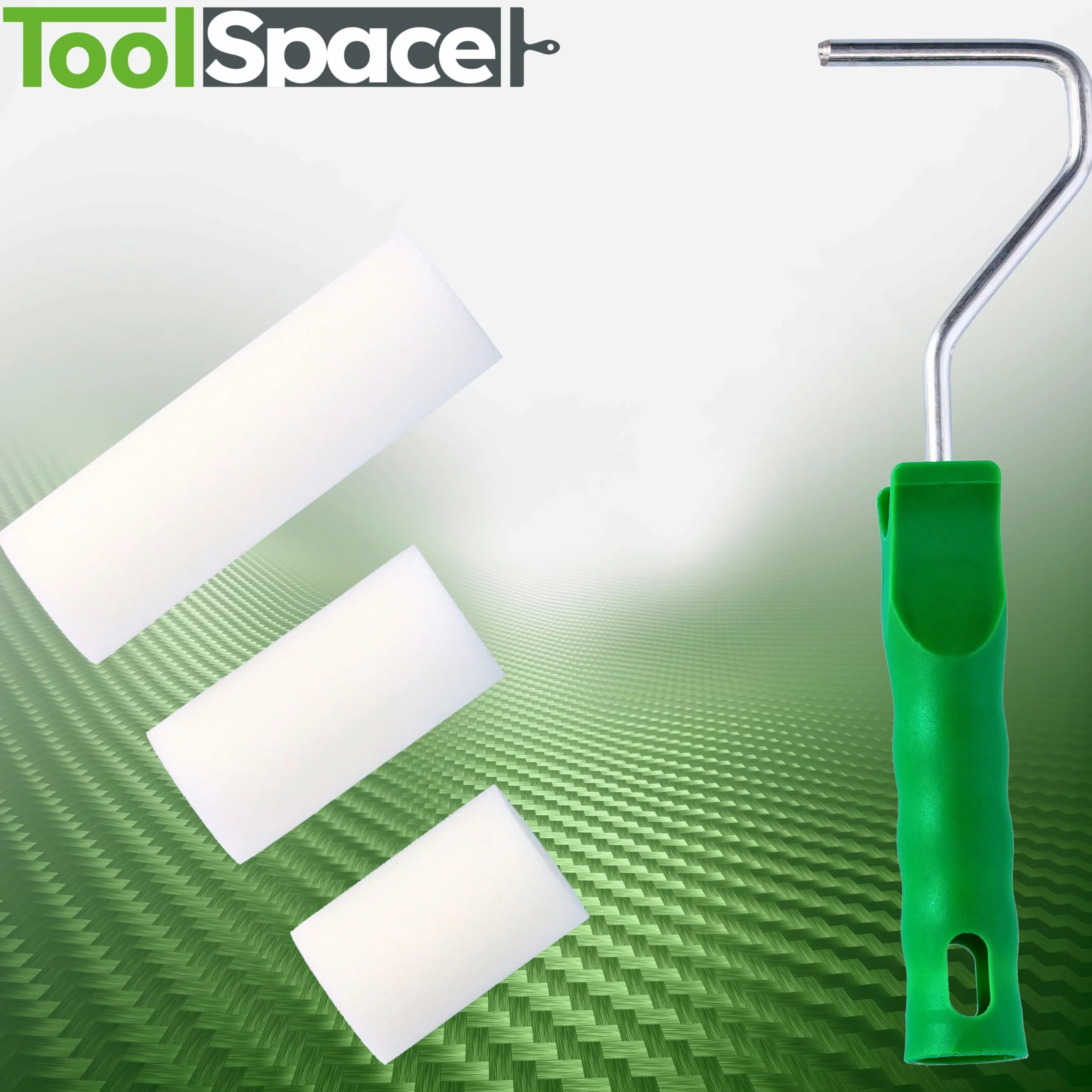 ToolSpace | ZESTAW MALARSKI | Wałek GĄBKOWY Moltopren 5cm, 7cm, 10cm rączka kuweta | Wałek malarski, do ścian, płaskich powierzchni, tacka na farbę