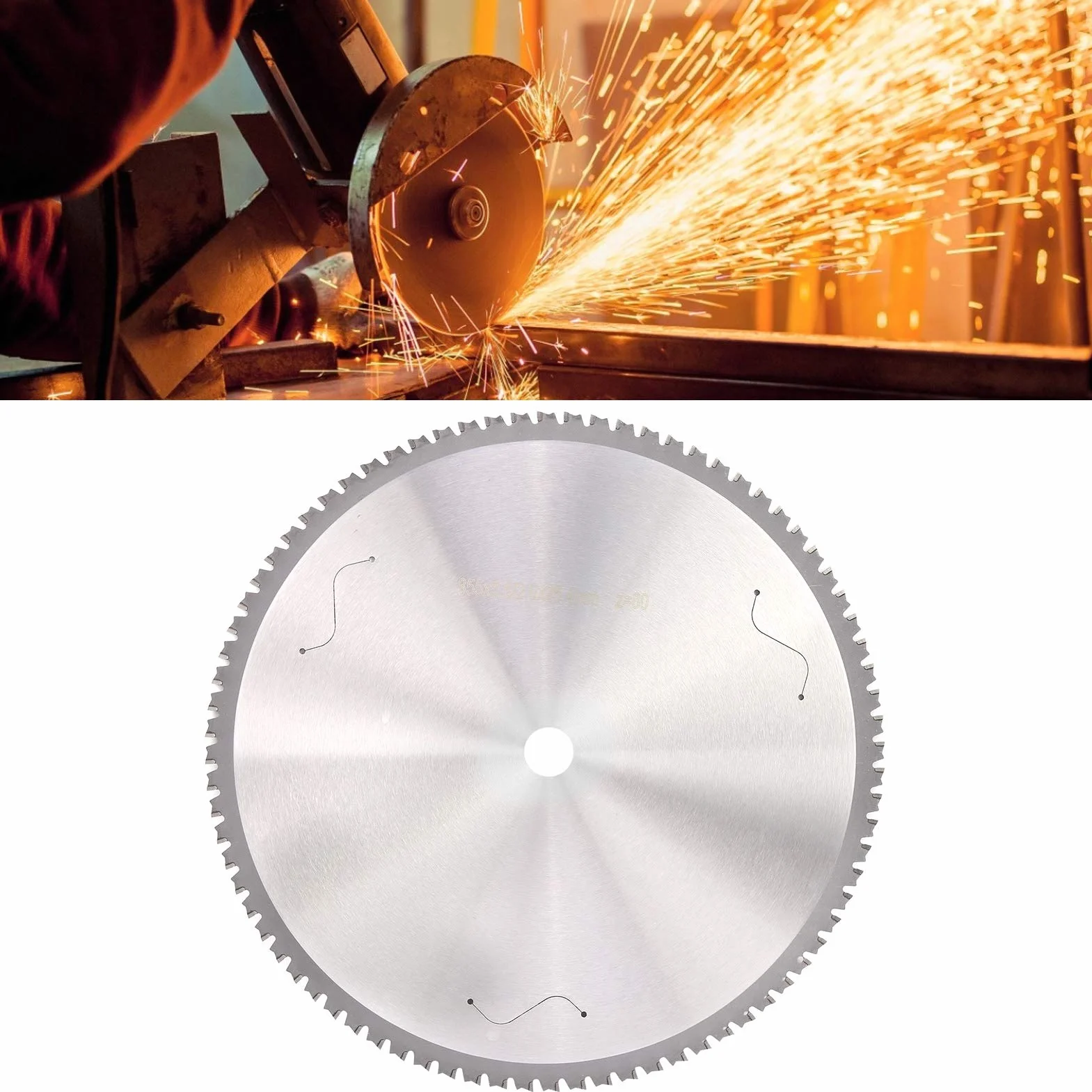 Okrągła Tarcza do Cięcia Metalu, Stal Szybkotnąca 80T, 355 Mm w Promieniu 25,4 Mm, 1 Opakowanie do pił Tarczowych, Wysoka wytrzymałość, Kolor Srebrny