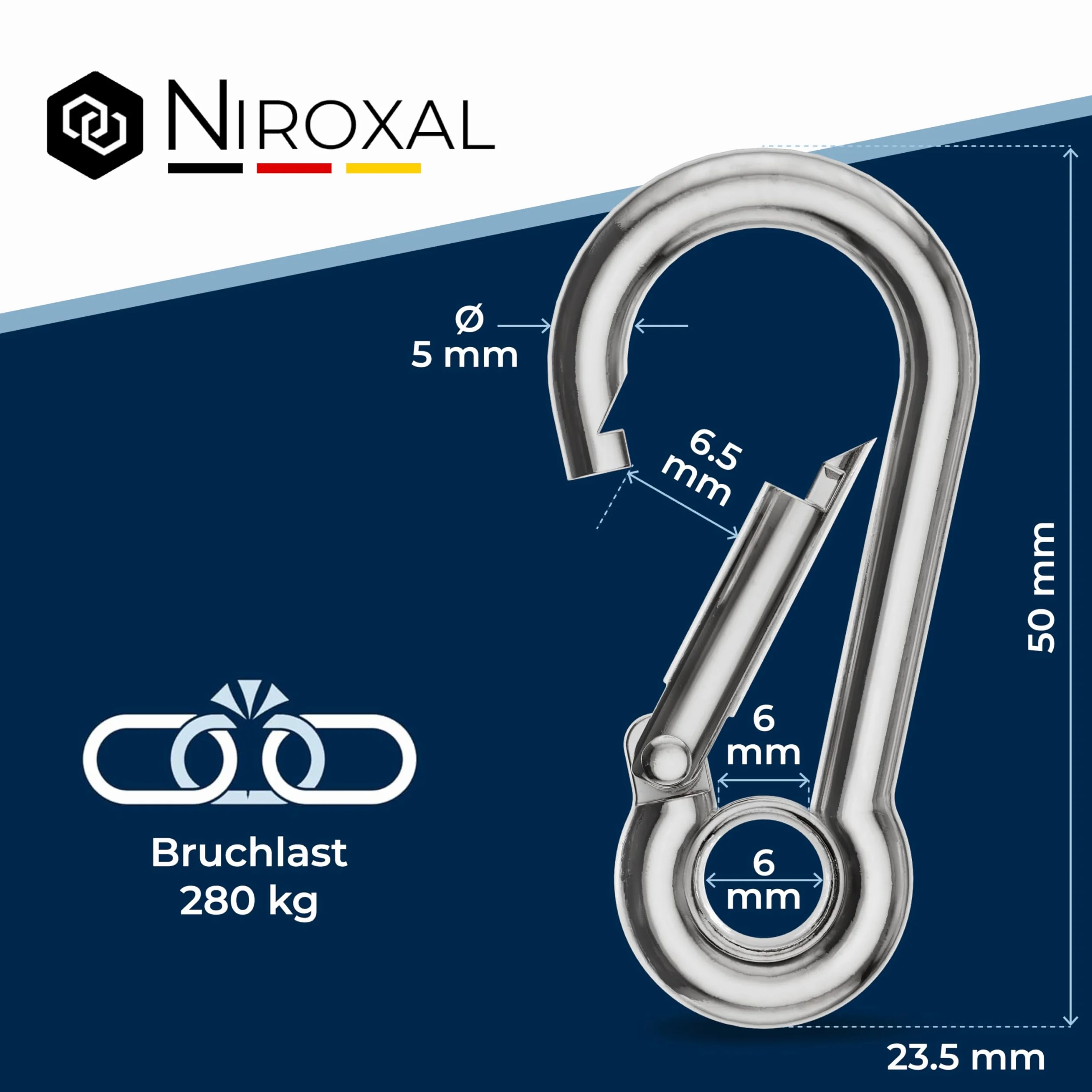 Karabińczyk ze stali nierdzewnej z kauszą V4A solidne wykonanie 4-12 mm grubość materiału różne ilości dostępne haczyki zatrzaskowe karabińczyk straży pożarnej 316